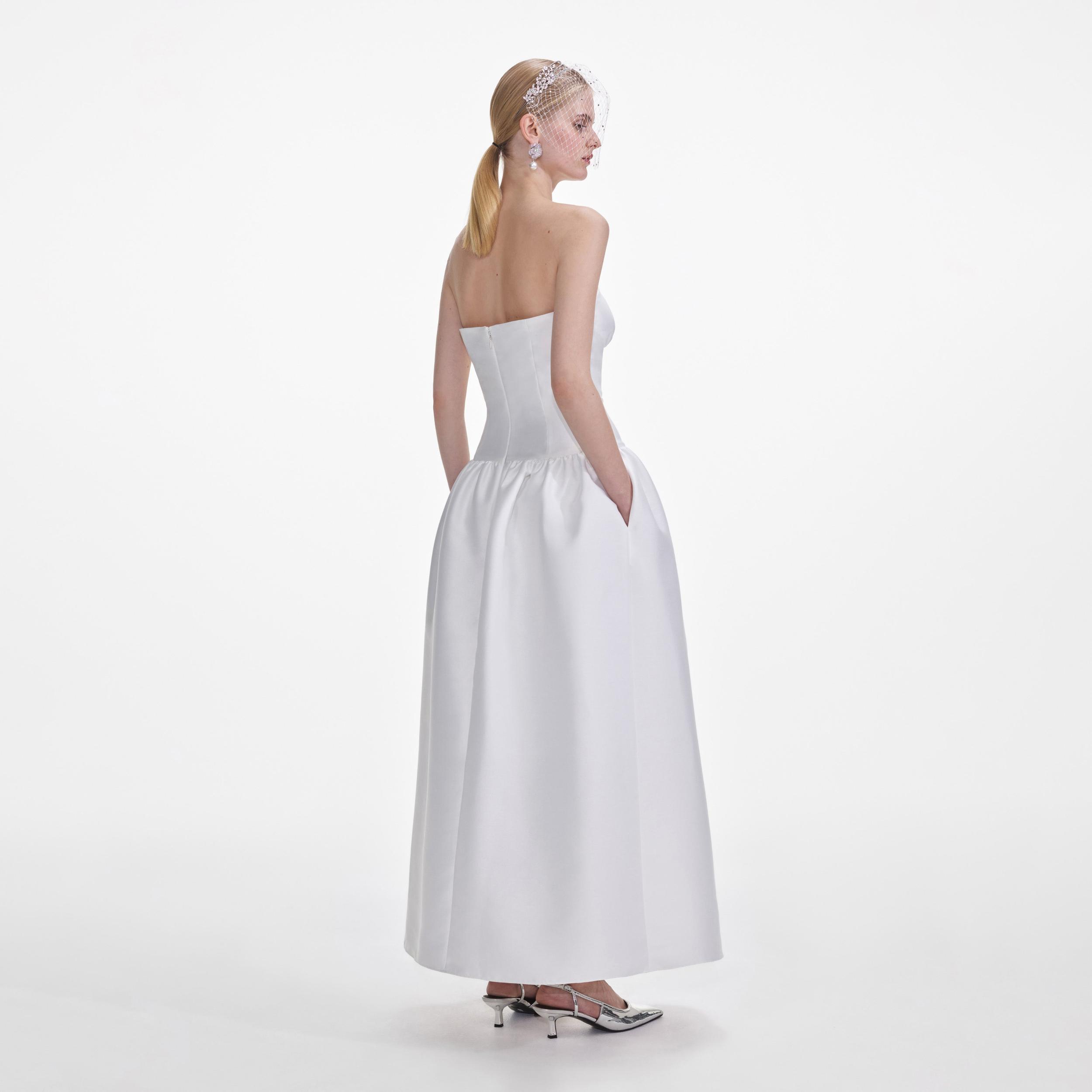 White Taffeta Maxi Dress Product Image