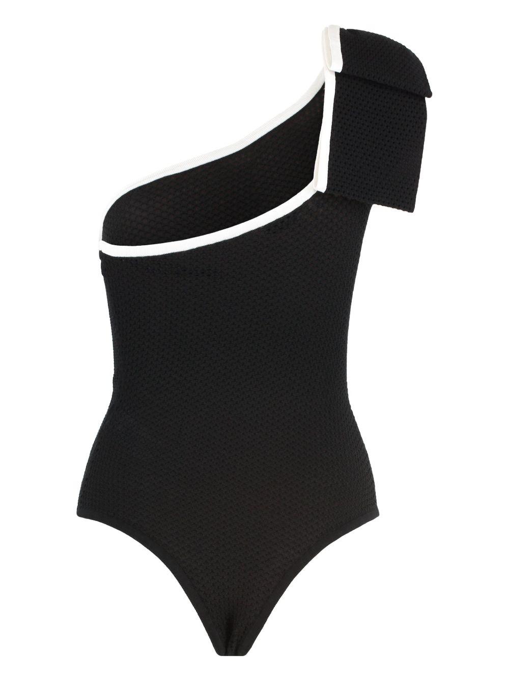 one-shoulder textured bodysuit Product Image