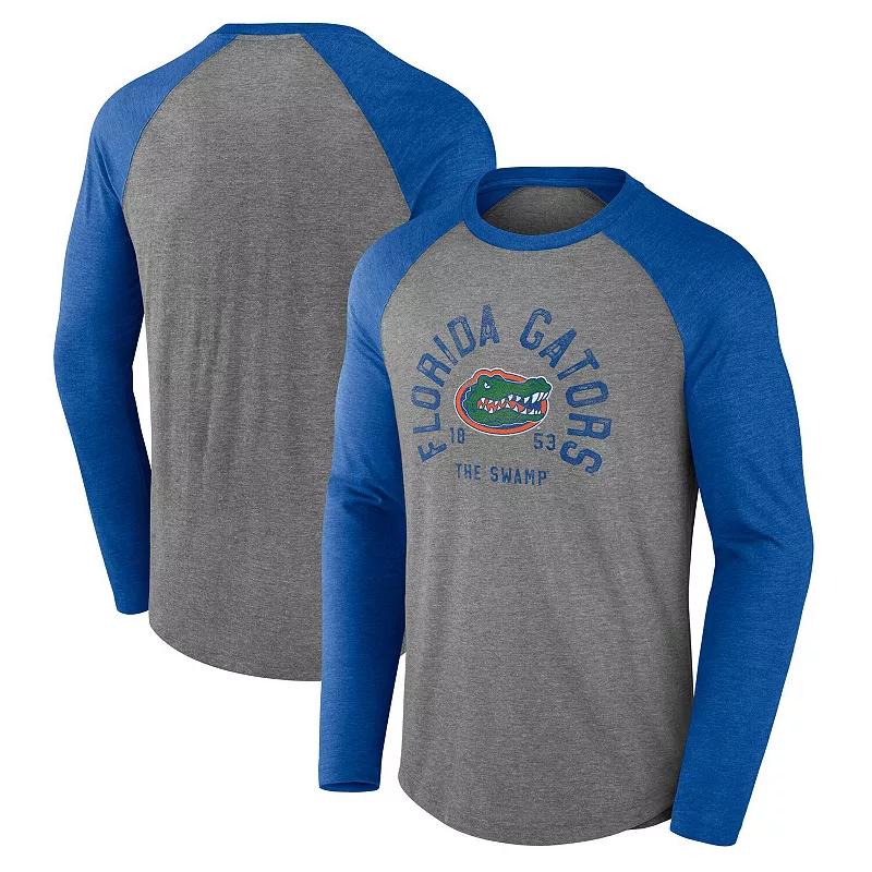 Men's Fanatics Gray Florida Gators Ball Drop Tri-Blend Raglan Long Sleeve T-Shirt, Size: 2XL, Grey Product Image