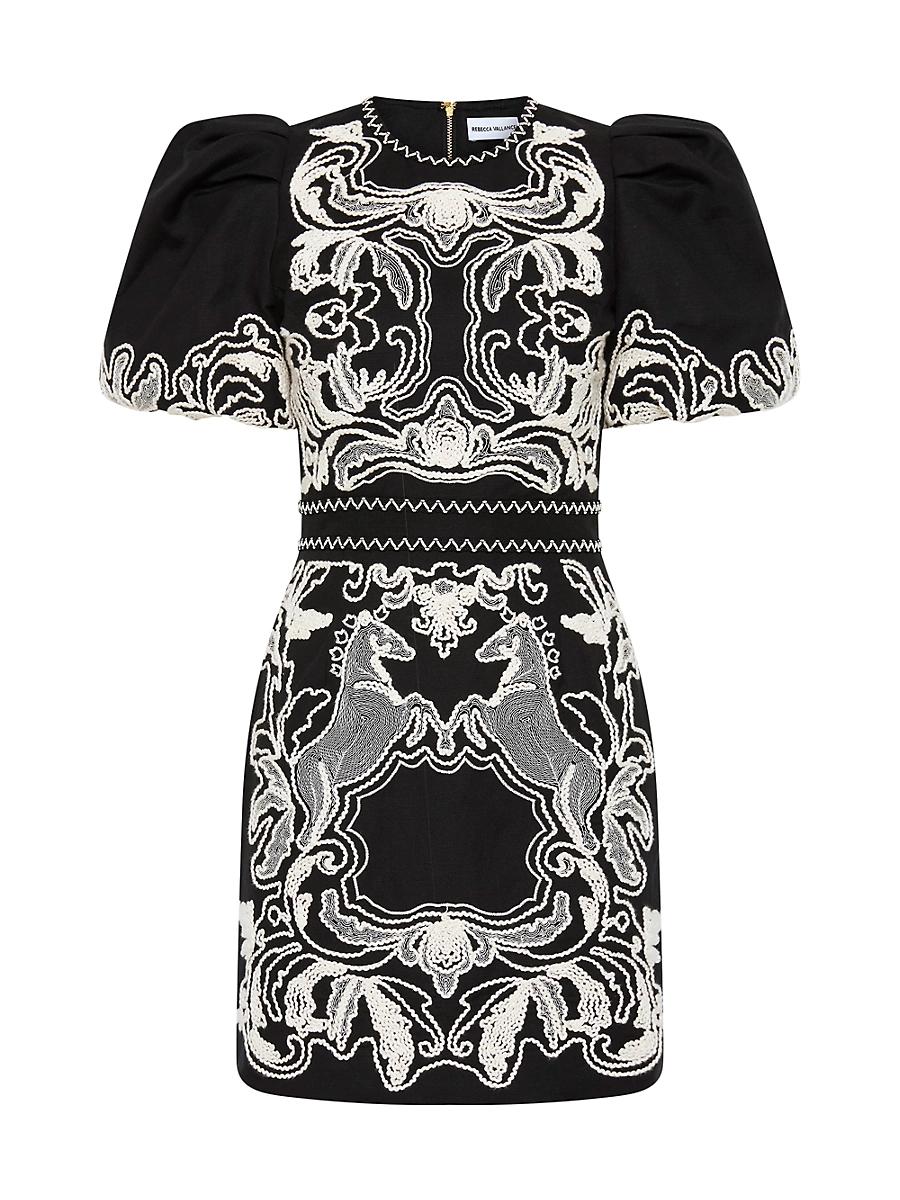 Womens Azera Puff-Sleeve Embroidered Minidress Product Image