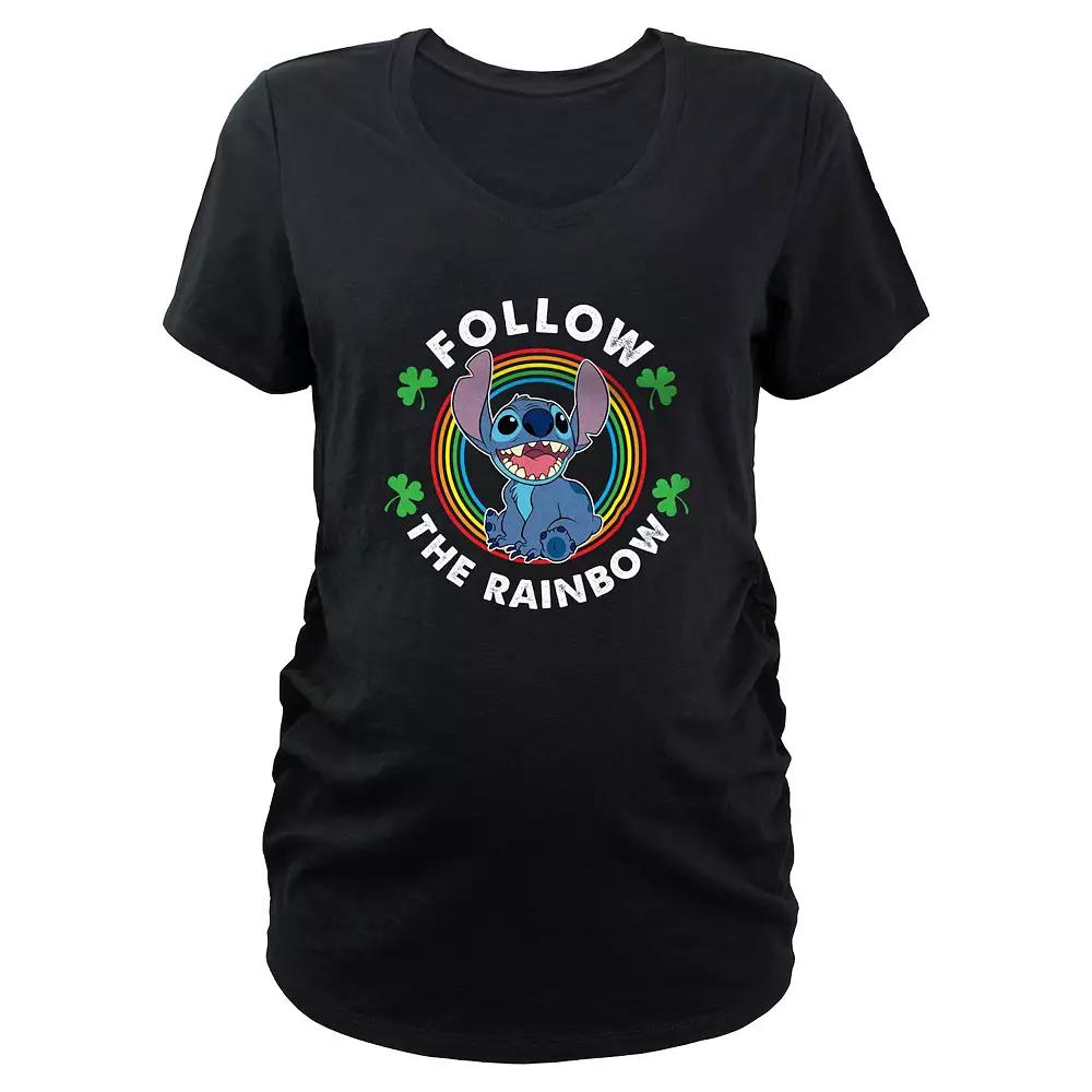 Disney's Lilo & Stitch Follow The Rainbow Maternity Graphic Tee, Women's, Size: Large-Mat, Black Product Image