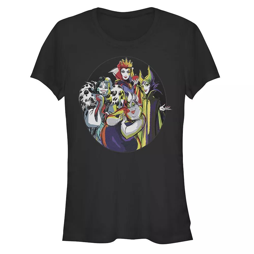 Disney Villains Ladies Group Juniors' Fitted Graphic Tee, Girl's, Size: XXL, Black Product Image