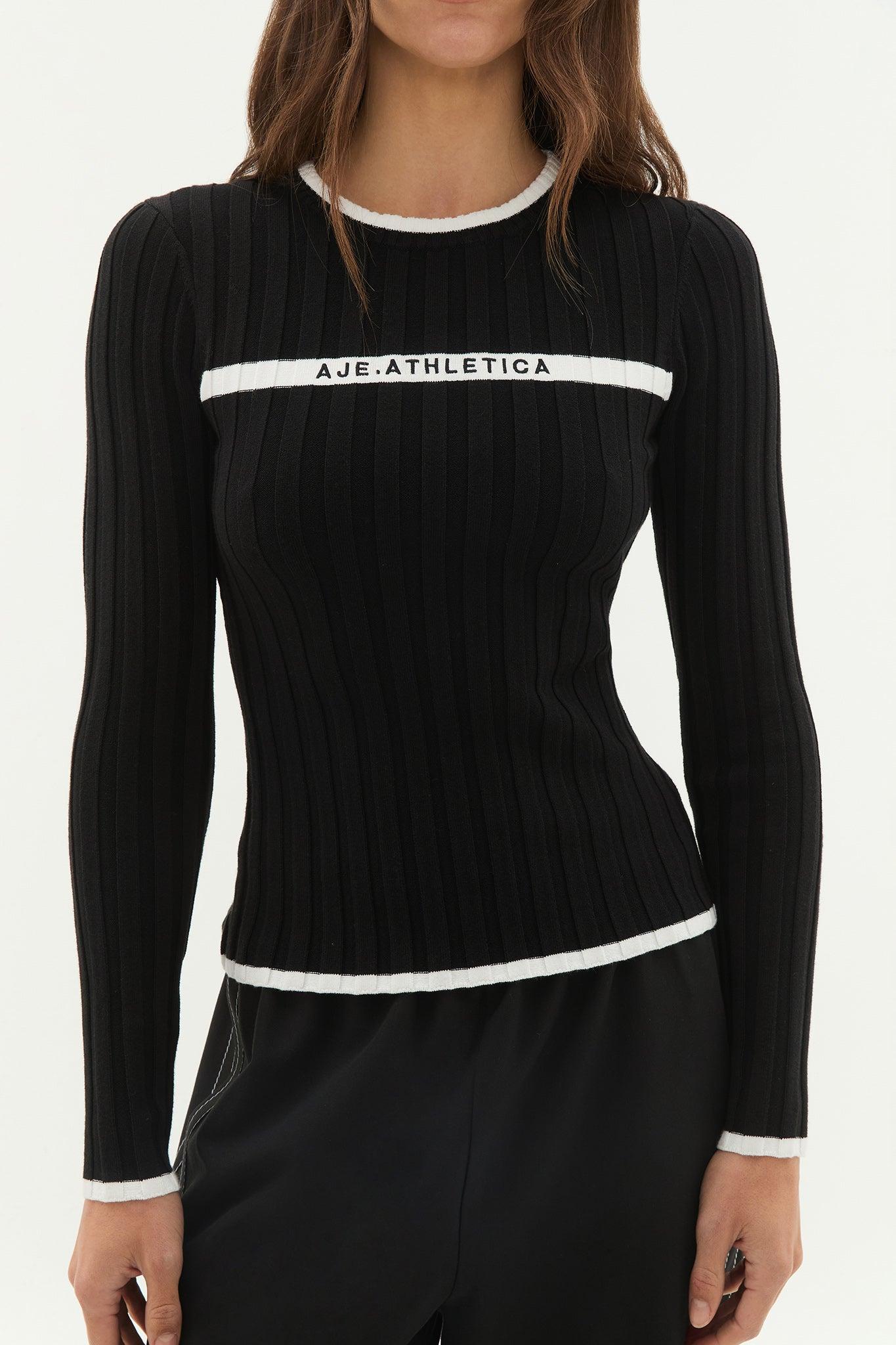 Contrast Long Sleeve Knit Top 438 Product Image