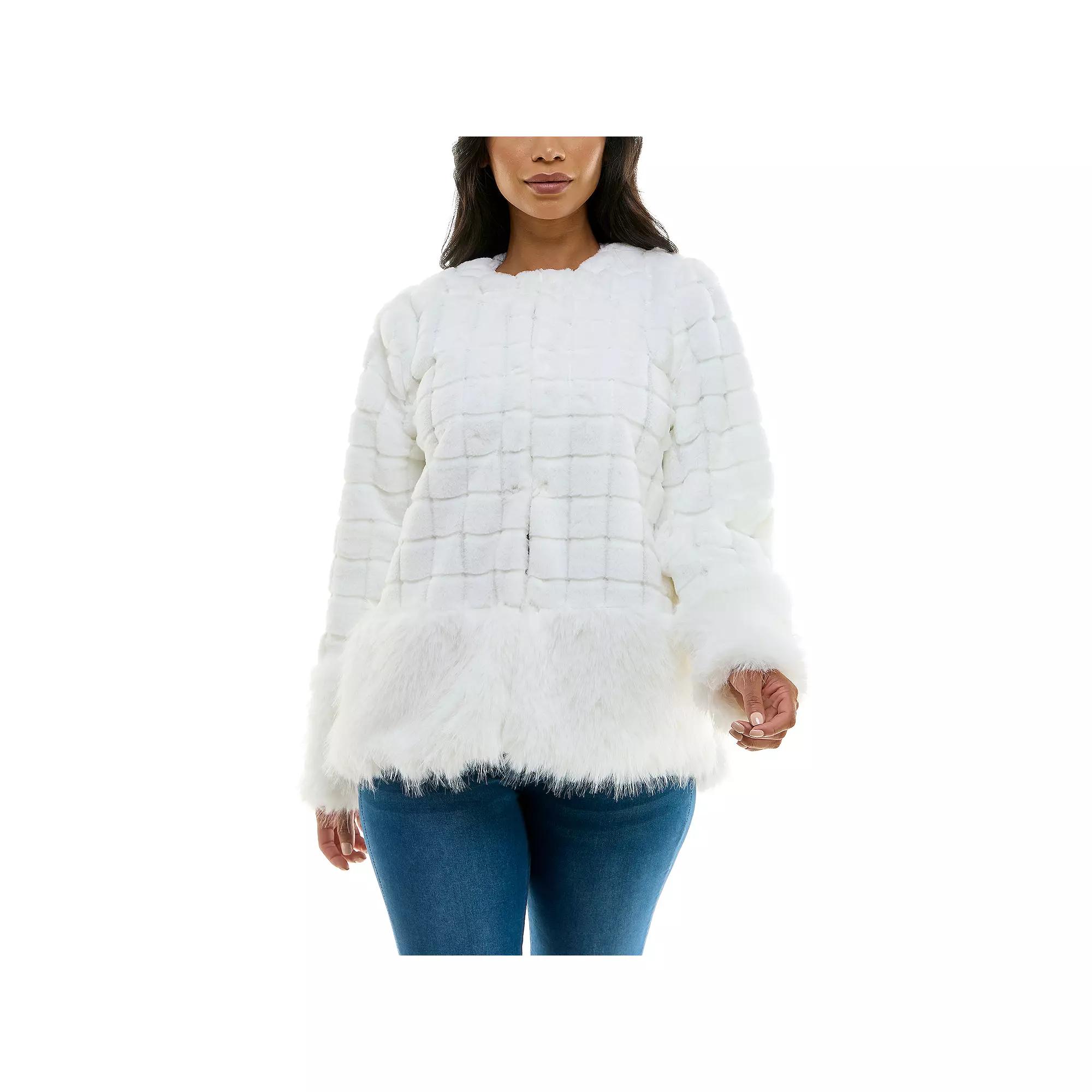 Women's Nina Leonard Mixed Stripe Faux Fur Bolero,  Product Image