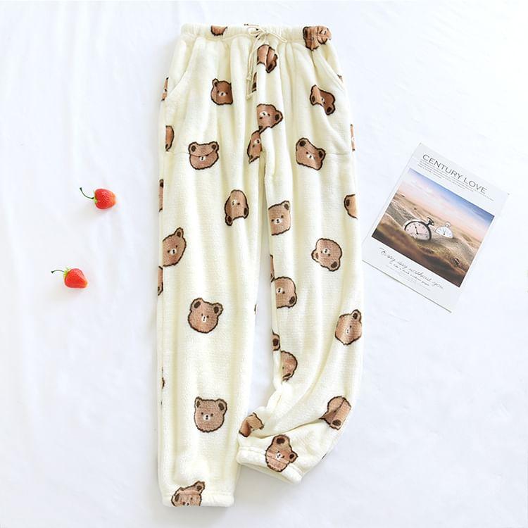 Couple Matching Bear Print Flannel Lounge Pants (Various Designs) Product Image