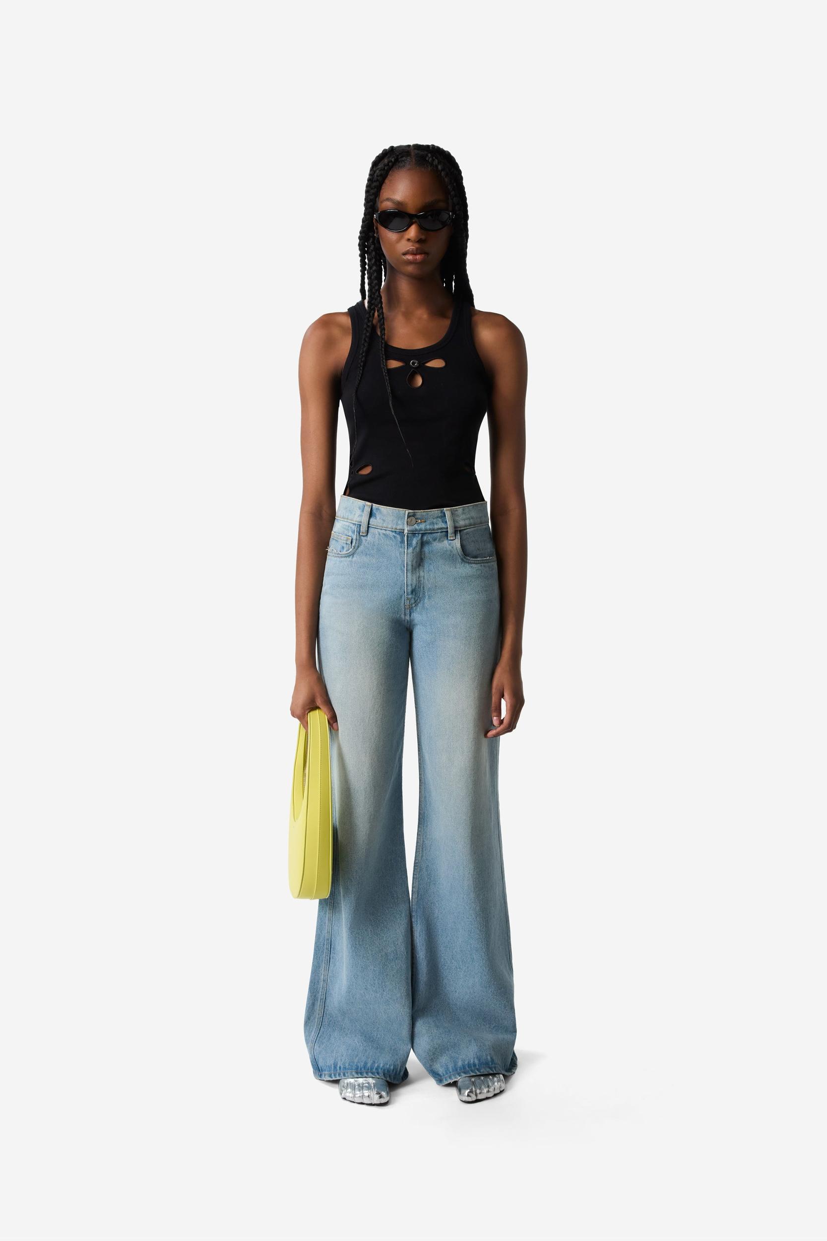 Wide Leg Denim Pants Product Image