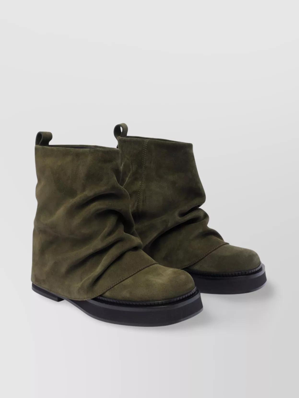 ATTICO Leather Ankle Pull Tab Combat Boots In Green Product Image