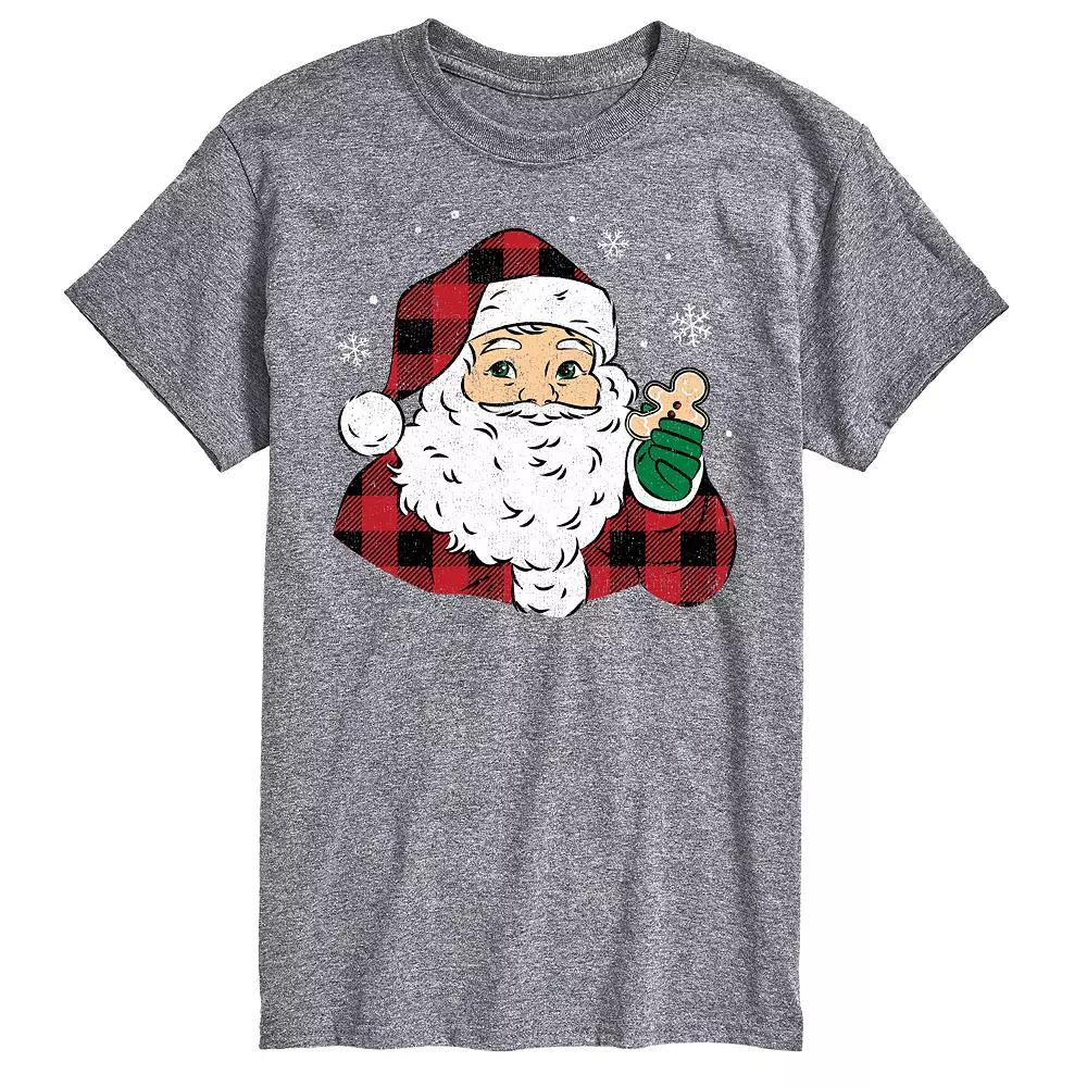 Men's Vintage Santa Plaid Cookie Graphic Tee,  Product Image