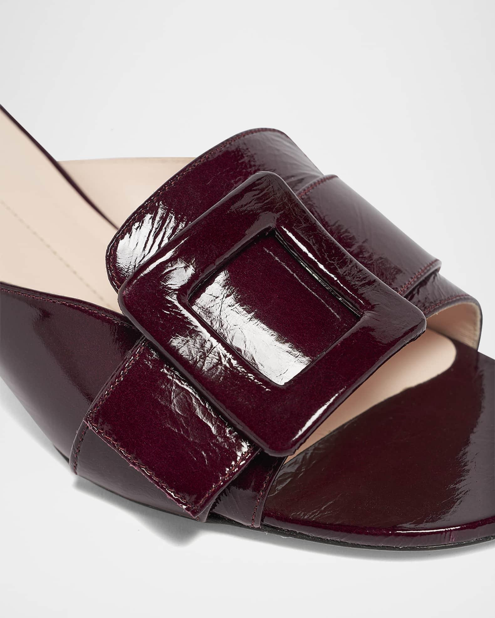 Patent Leather Buckle Mule Sandals Product Image