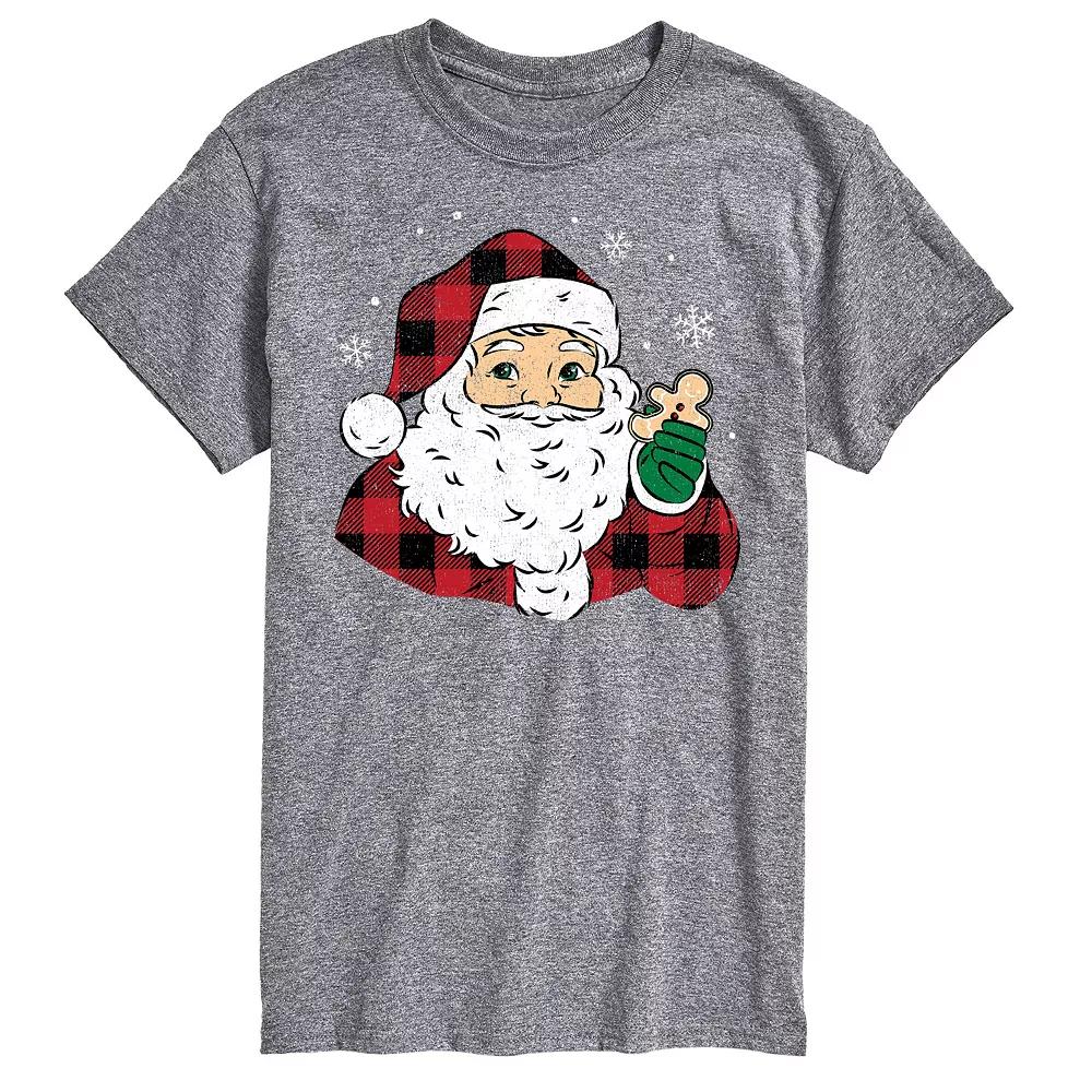 Men's Vintage Santa Plaid Cookie Graphic Tee,  Product Image