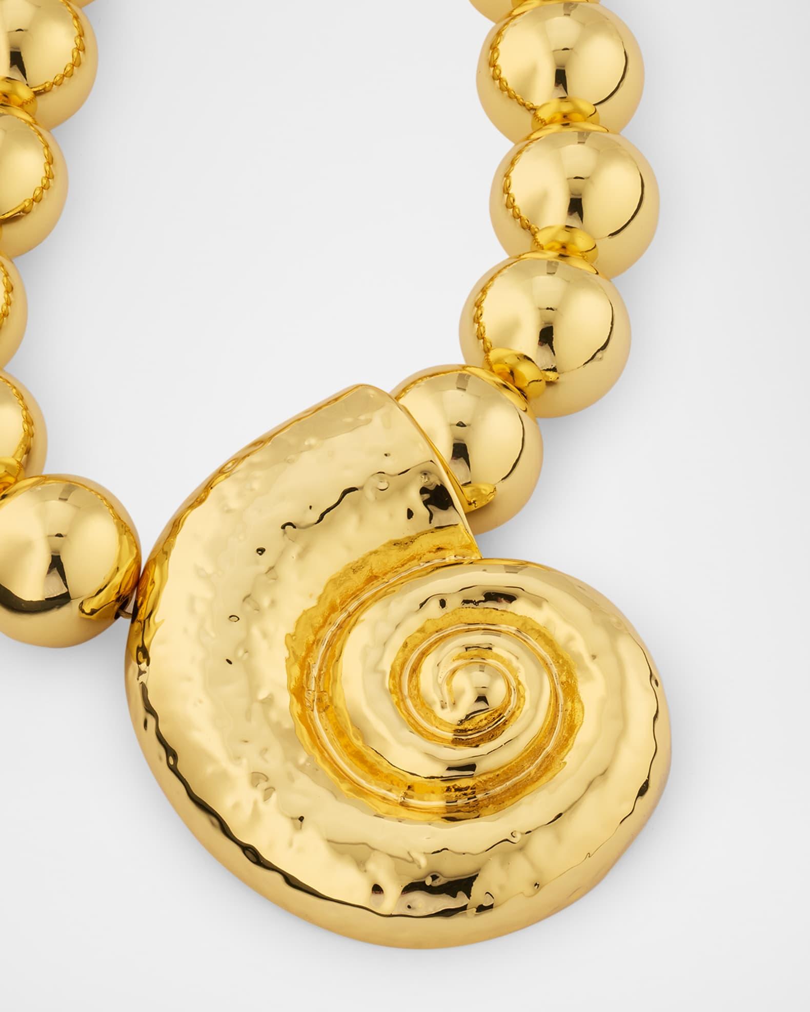 Golden Ball Beaded Seashell Pendant Necklace Product Image