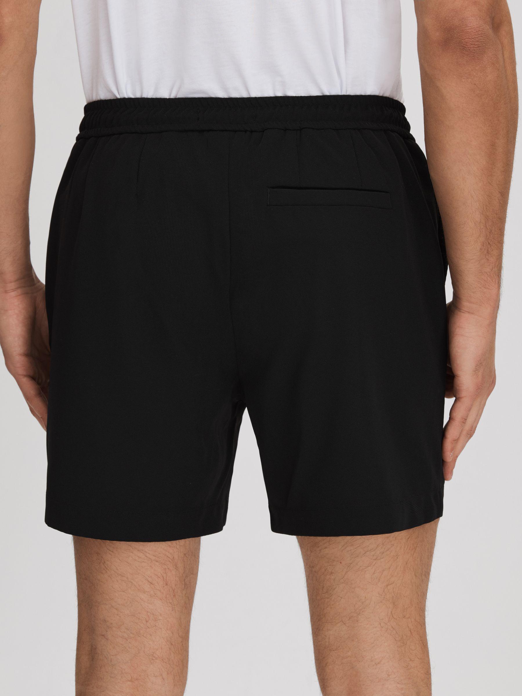 Textured Drawstring Shorts in Black Product Image