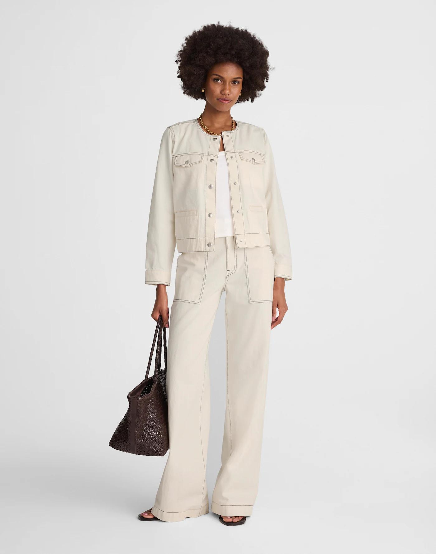 Denim Cinched Lady Jacket in Vintage Canvas Product Image