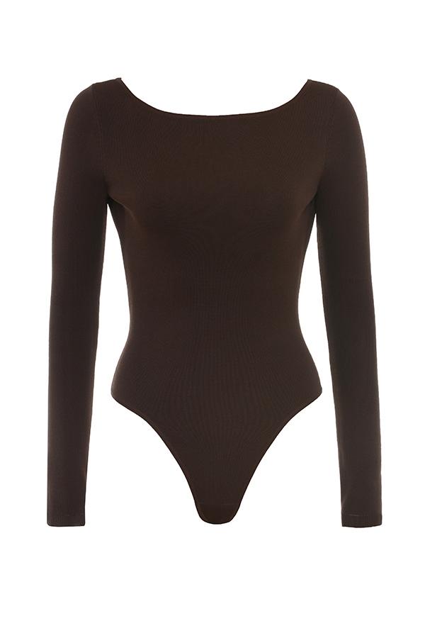 Inoe  espresso open back bodysuit - sale Product Image