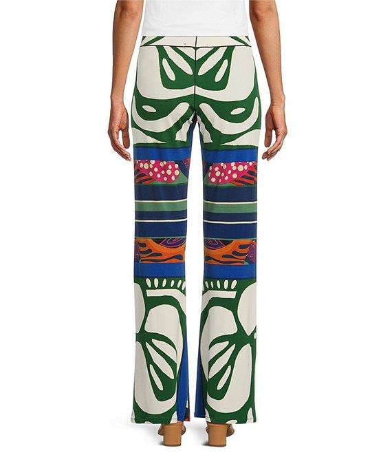 Eva Varro Printed Elastic Waist Wide Leg Flare Pants Product Image
