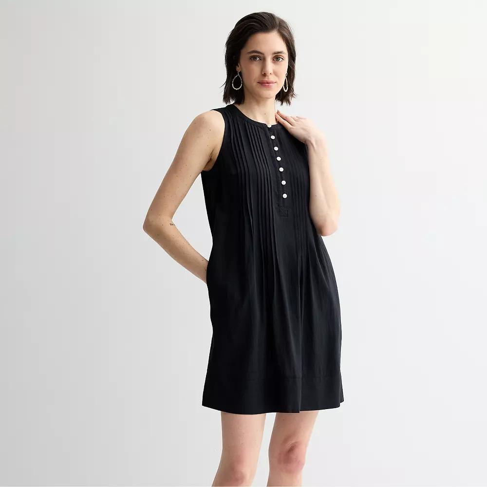Petite Sonoma Goods For Life® Sleeveless Pintuck Dress, Women's, Size: XXL Petite, Pitch Black Product Image