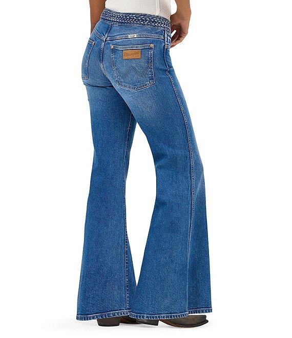 Wrangler Braided Waist Mid Rise Flare Leg Jeans Product Image