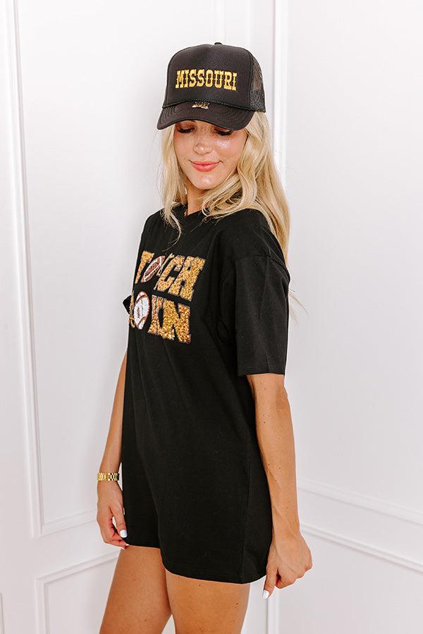 The Final Touch Down Sequin Oversized Tee in Black Product Image