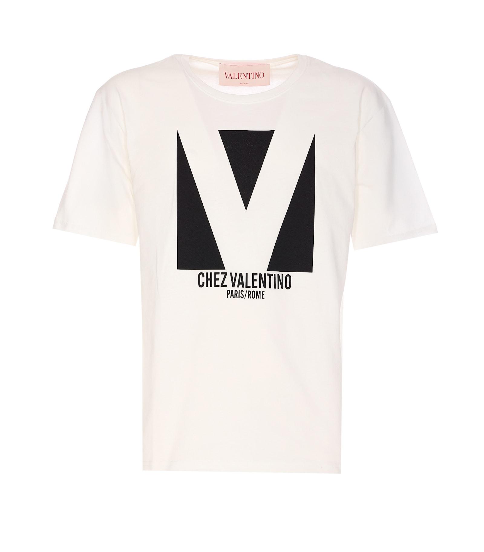 VALENTINO Mens Avorio Logo-print Crew-neck Cotton-jersey T-shirt Product Image