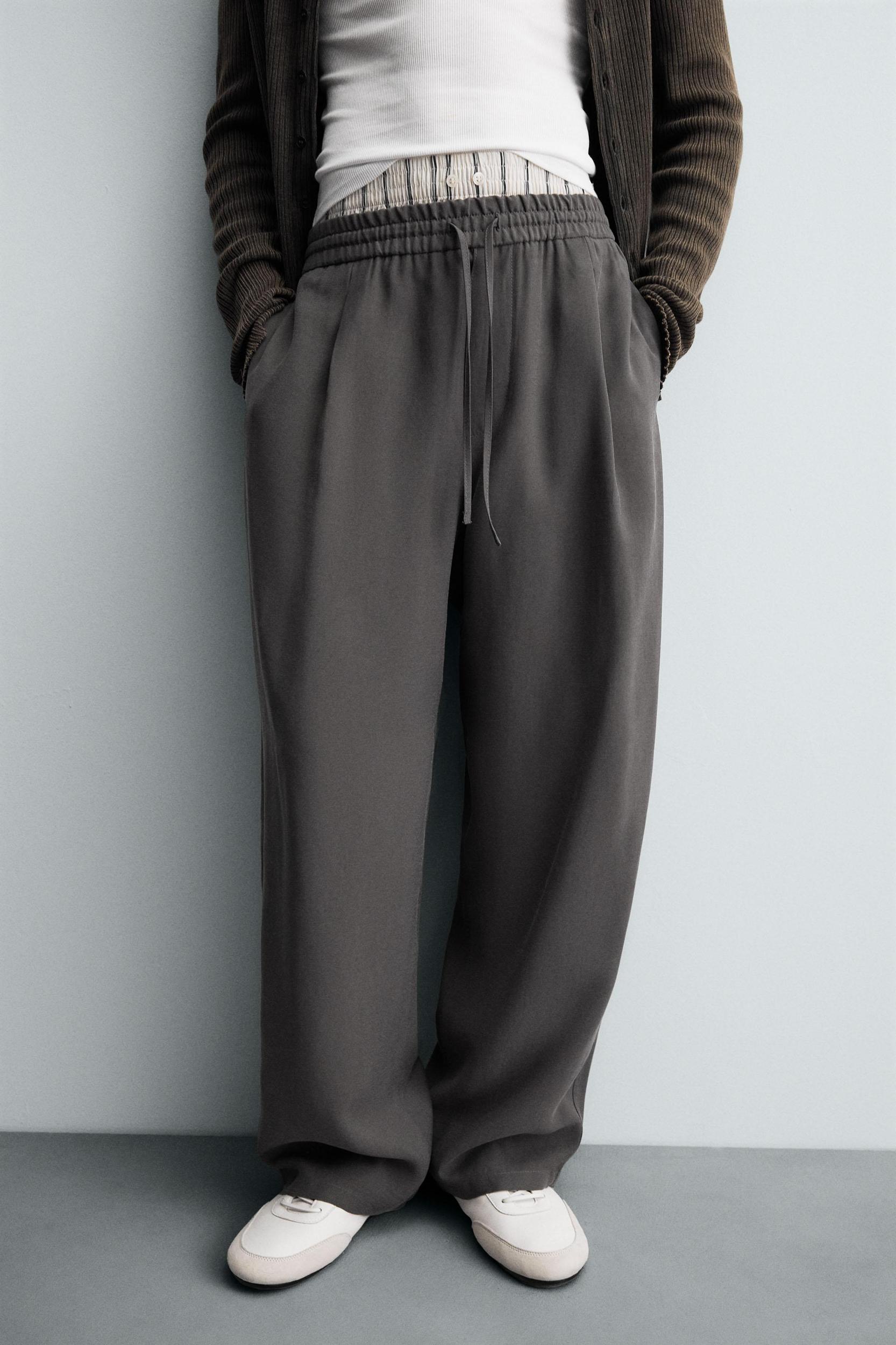 FLOWY TOPSTITCHED PANTS Product Image