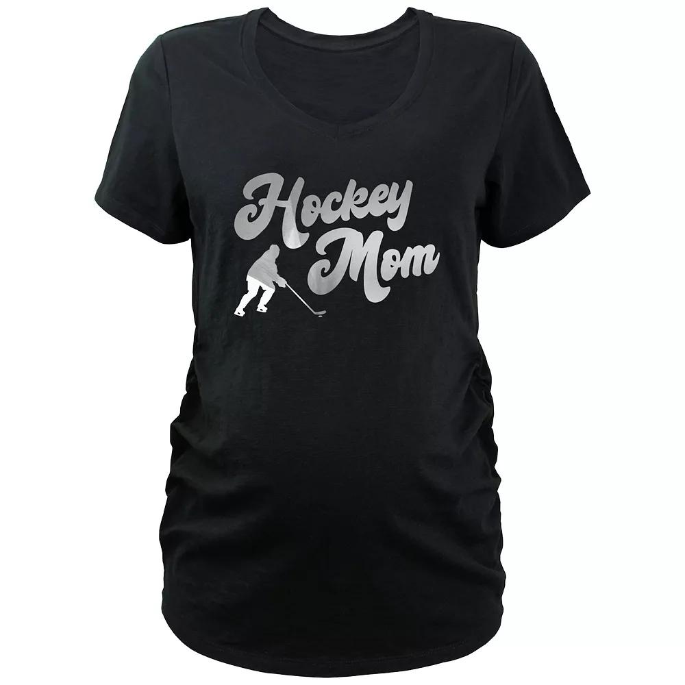 Maternity Hockey Mom V-Neck Graphic Tee, Women's, Size: XXL-MAT, Black Product Image