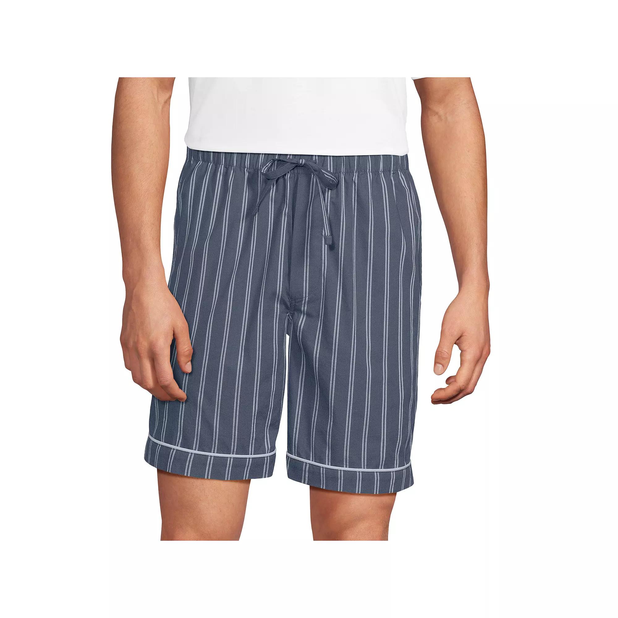 Men's Lands' End Essential 8-inch Pajama Shorts, Size: Large, Grey Blue Stripe Product Image