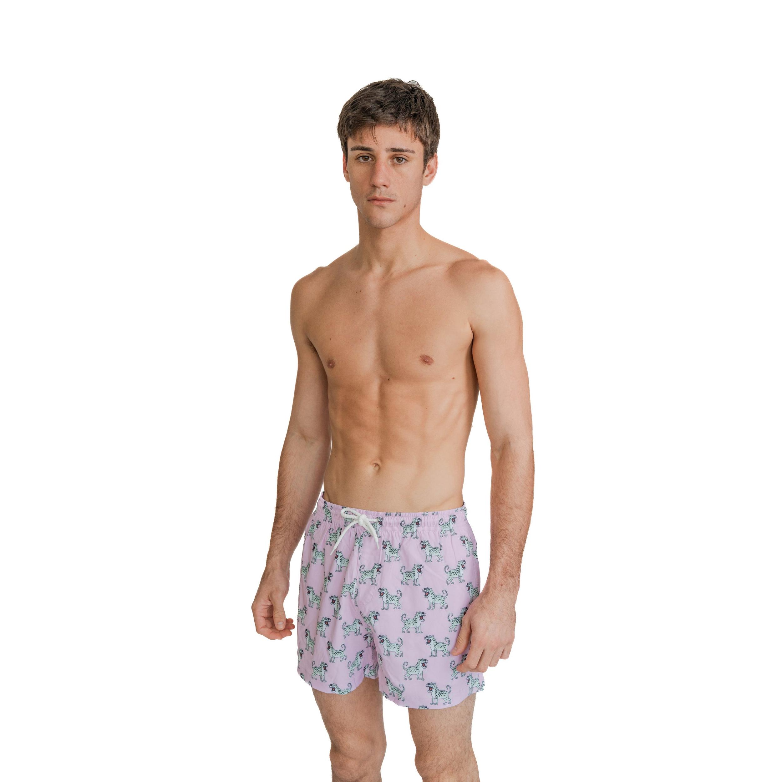 Bermies Pink Cheetah Swim Trunks Male Product Image
