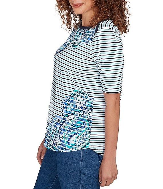 Ruby Rd. Paisley Stripe Envelope Neck Short Sleeve Top Product Image