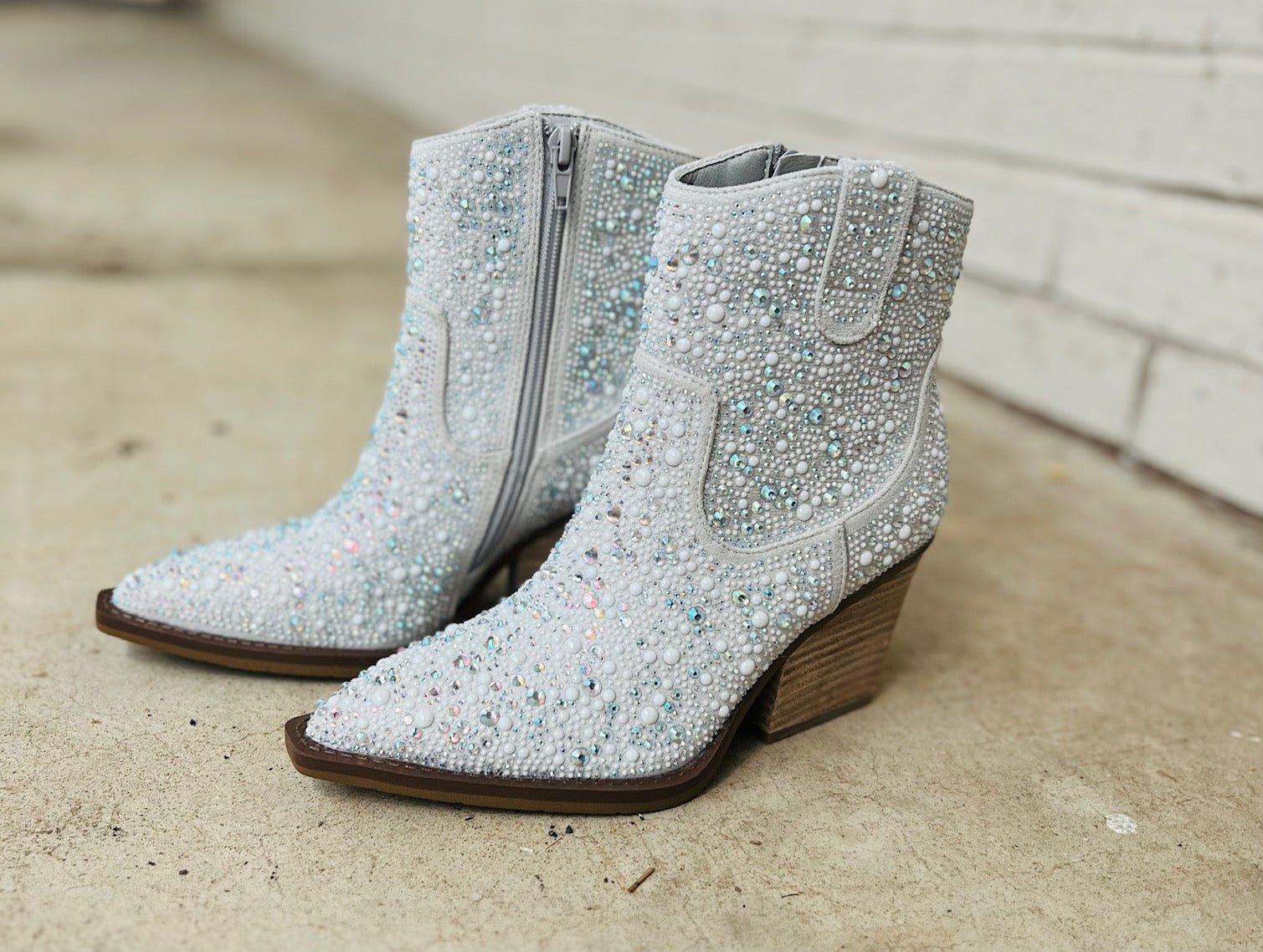 Very G Pearl "Kady" Silver Rhinestone Booties* Product Image