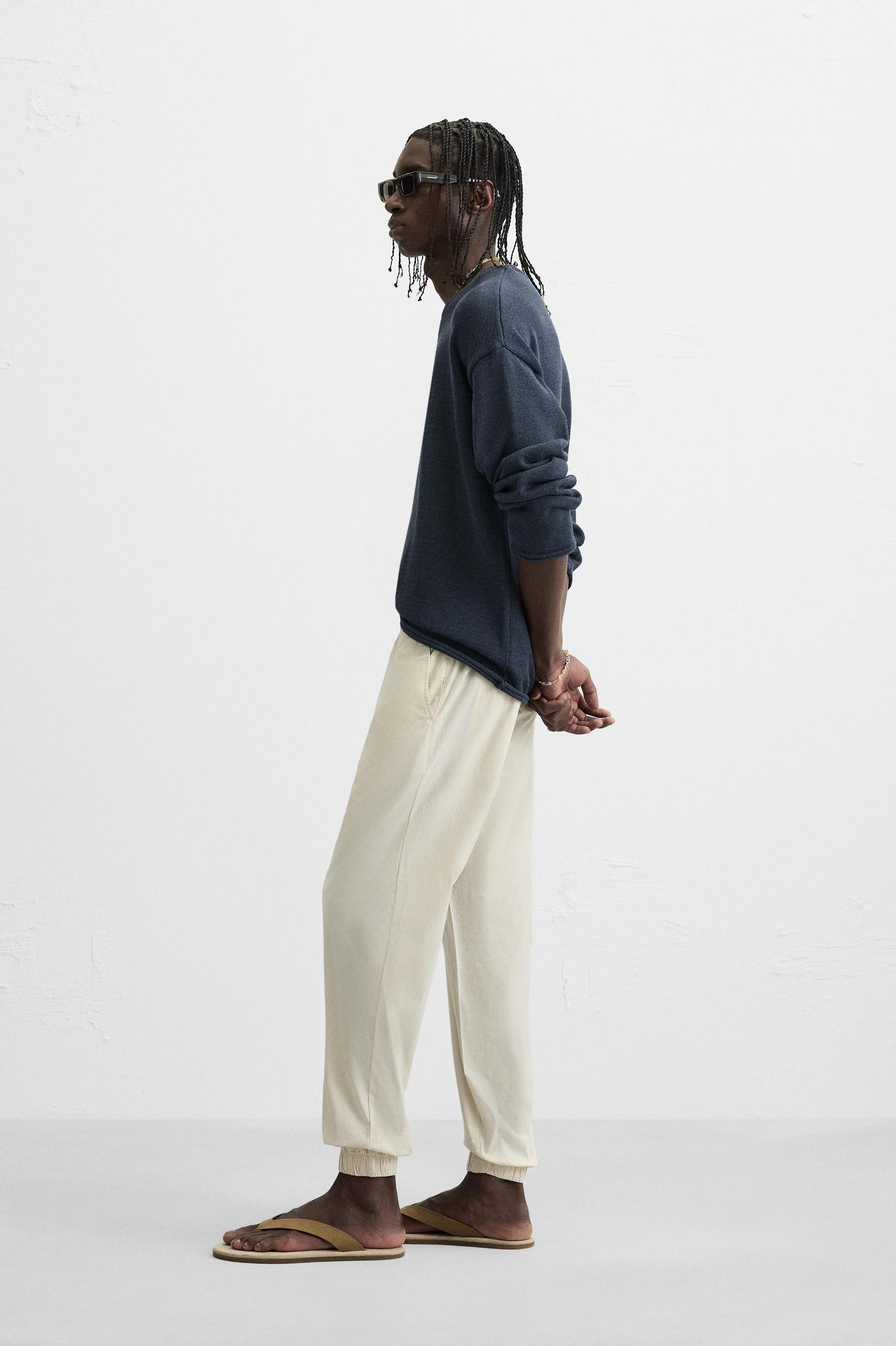 WASHED JOGGER-WAIST PANTS Product Image