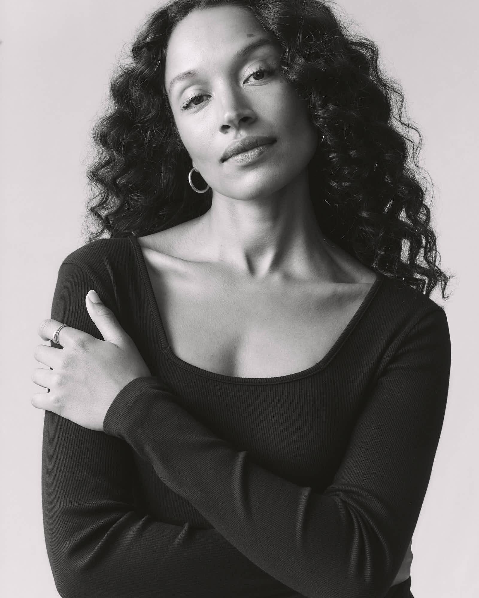 Women's Luxe Rib Square Neck Long Sleeve - Black Female Product Image