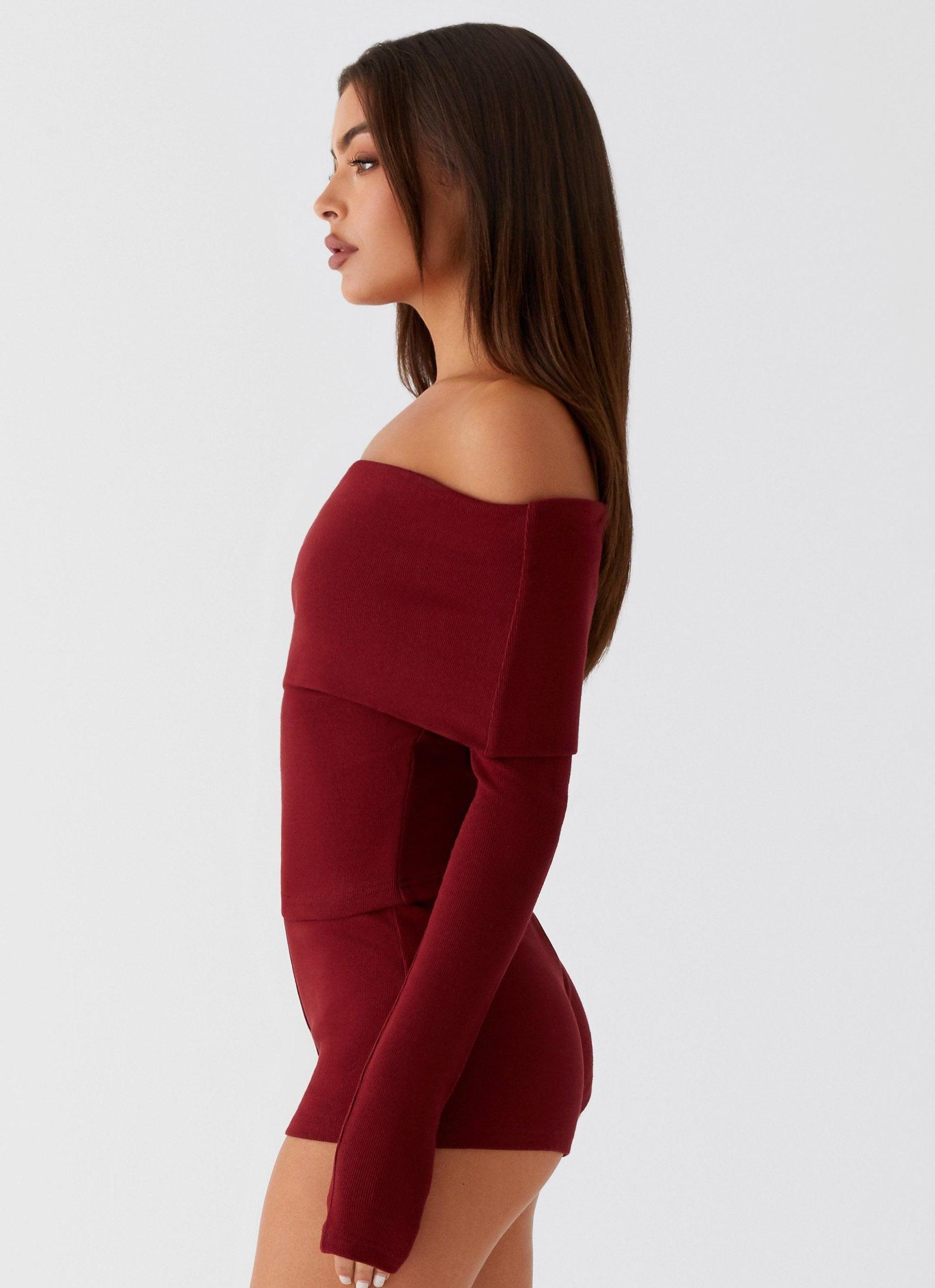 Spectate Long Sleeve Top - Maroon Product Image