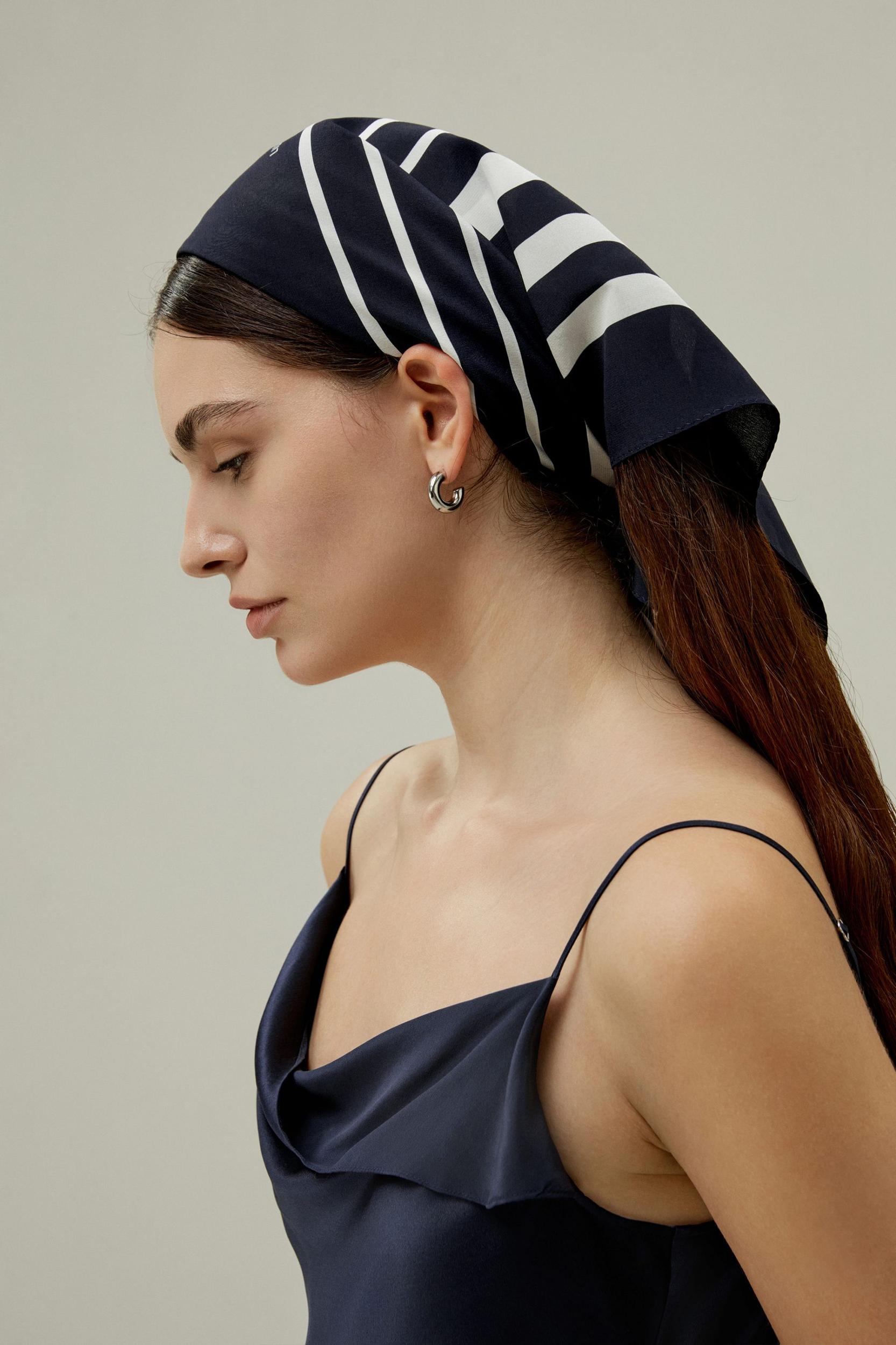 Geometric Print Silk Scarf Product Image