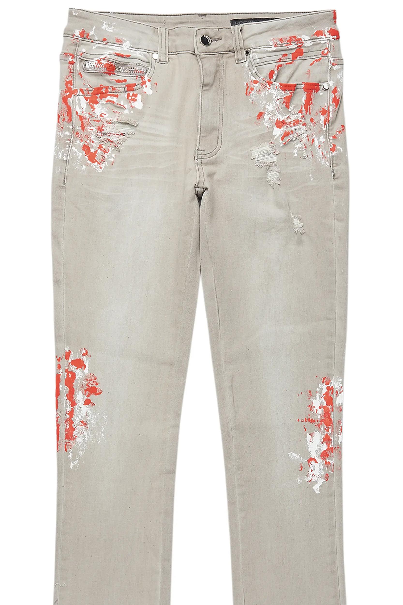 Kodak Grey/Red Painter Stacked Flare Jean Male Product Image