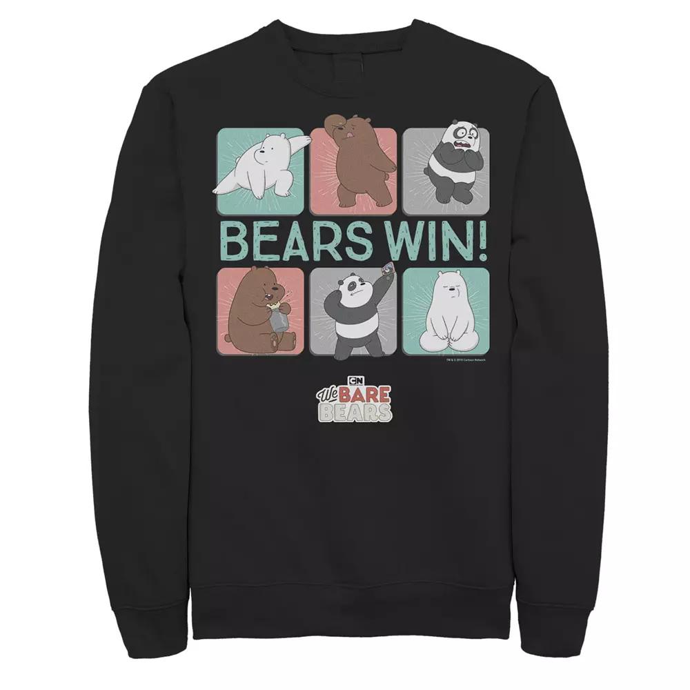 Men's We Bare Bears Bears Win Character Panels Sweatshirt, Size: 3XL, Black Product Image