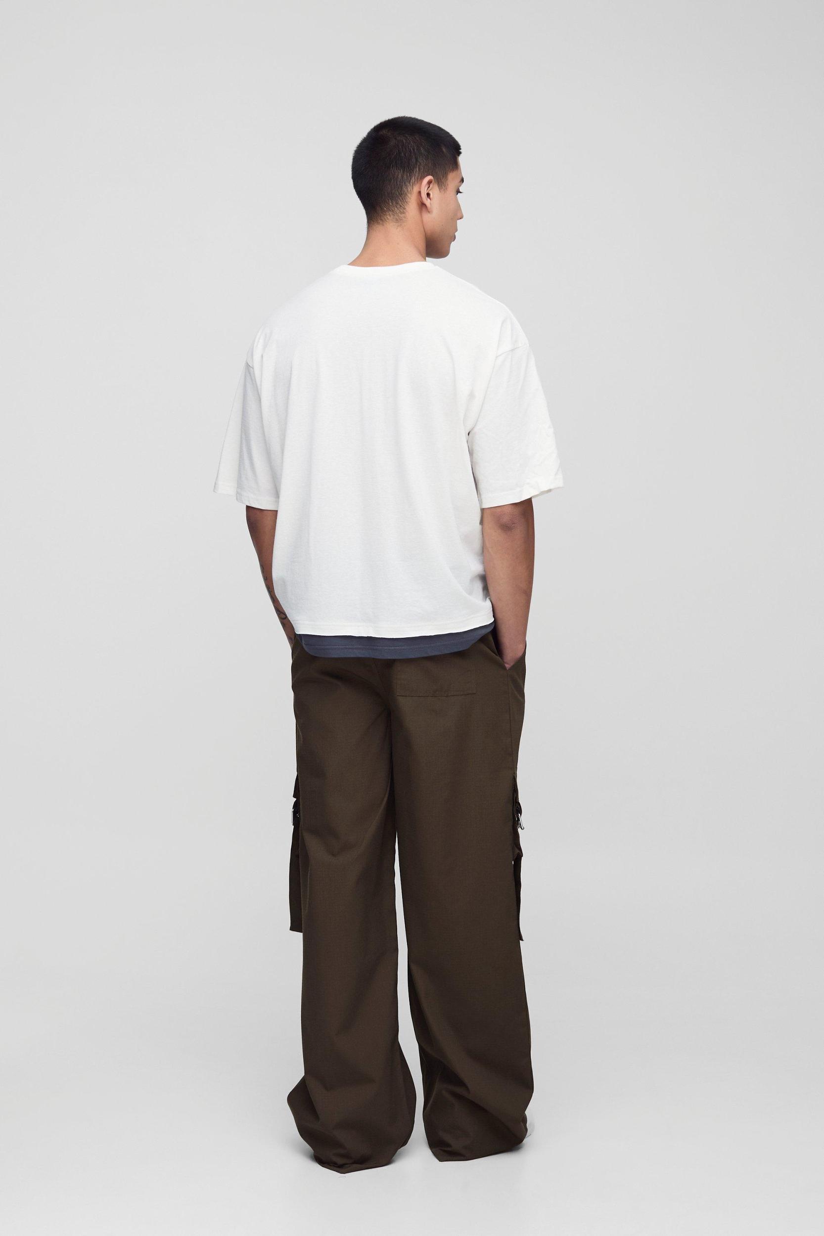 Tall Baggy Fit Ripstop Belt Buckle Detail Cargo Pants | boohooMAN USA Product Image