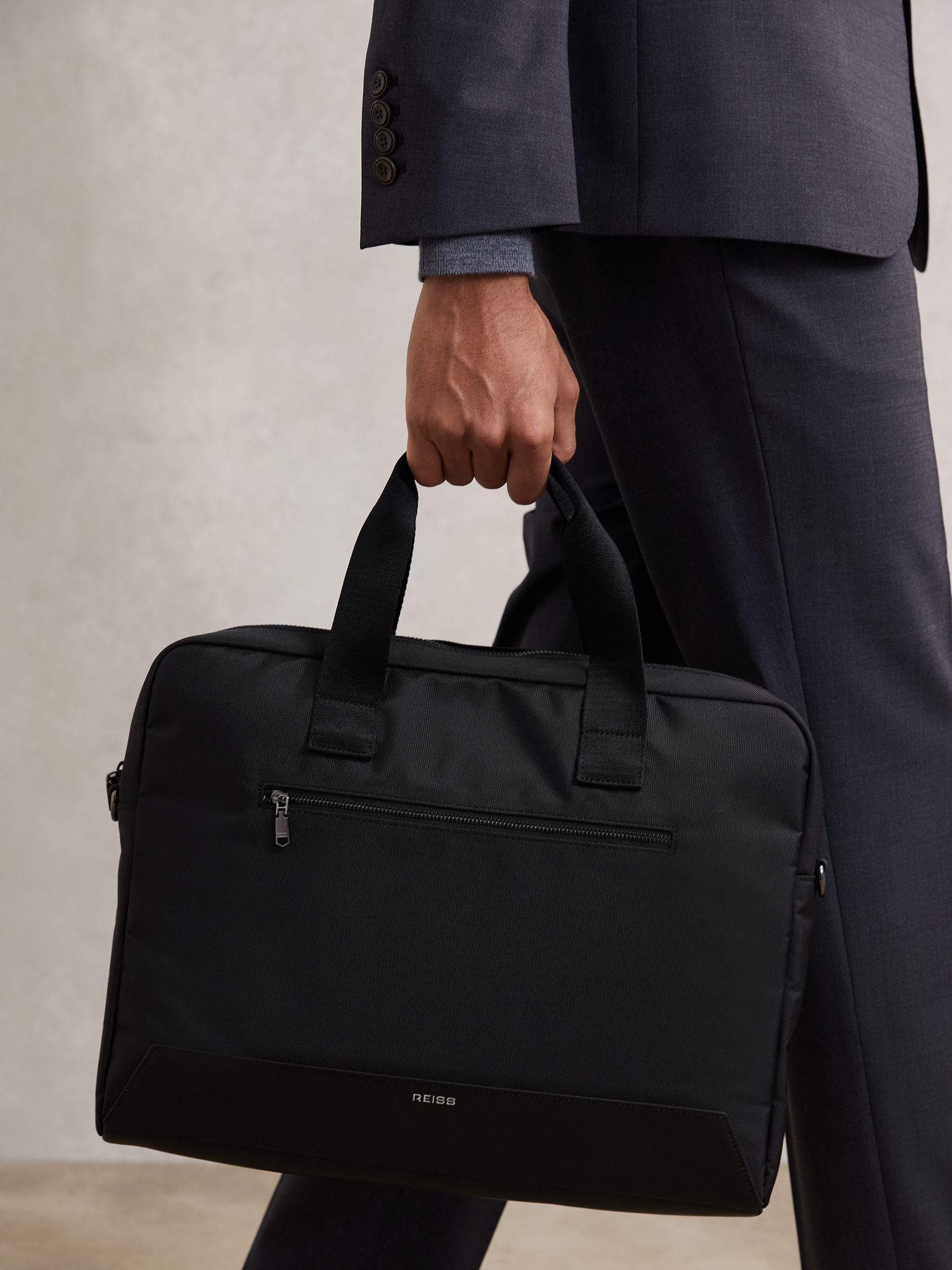 Woven Briefcase in Black Product Image