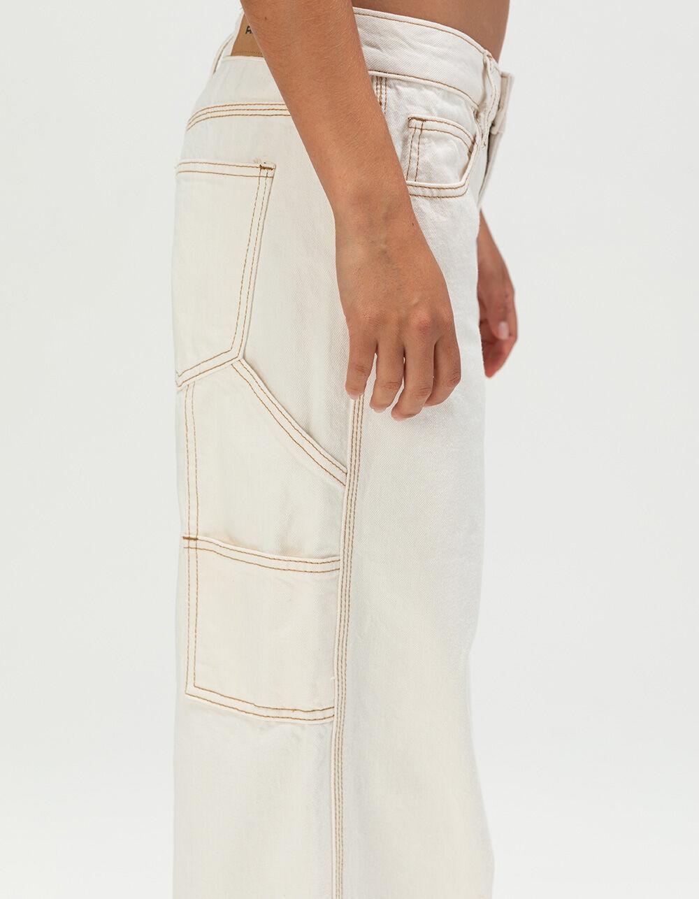 RSQ Womens Low Rise Extreme Baggy Carpenter Jeans - ECRU Product Image