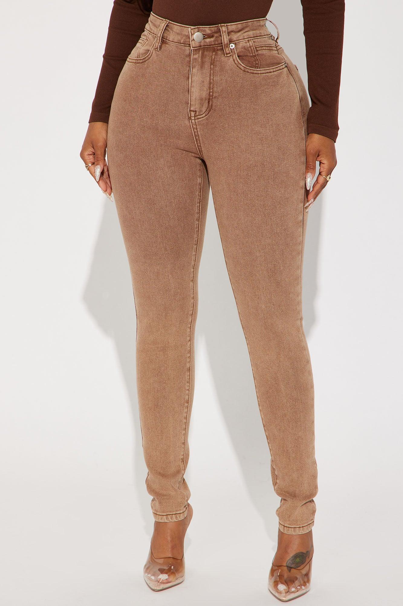 Shape Up Sculpting Stretch Skinny Jeans - Brown Product Image