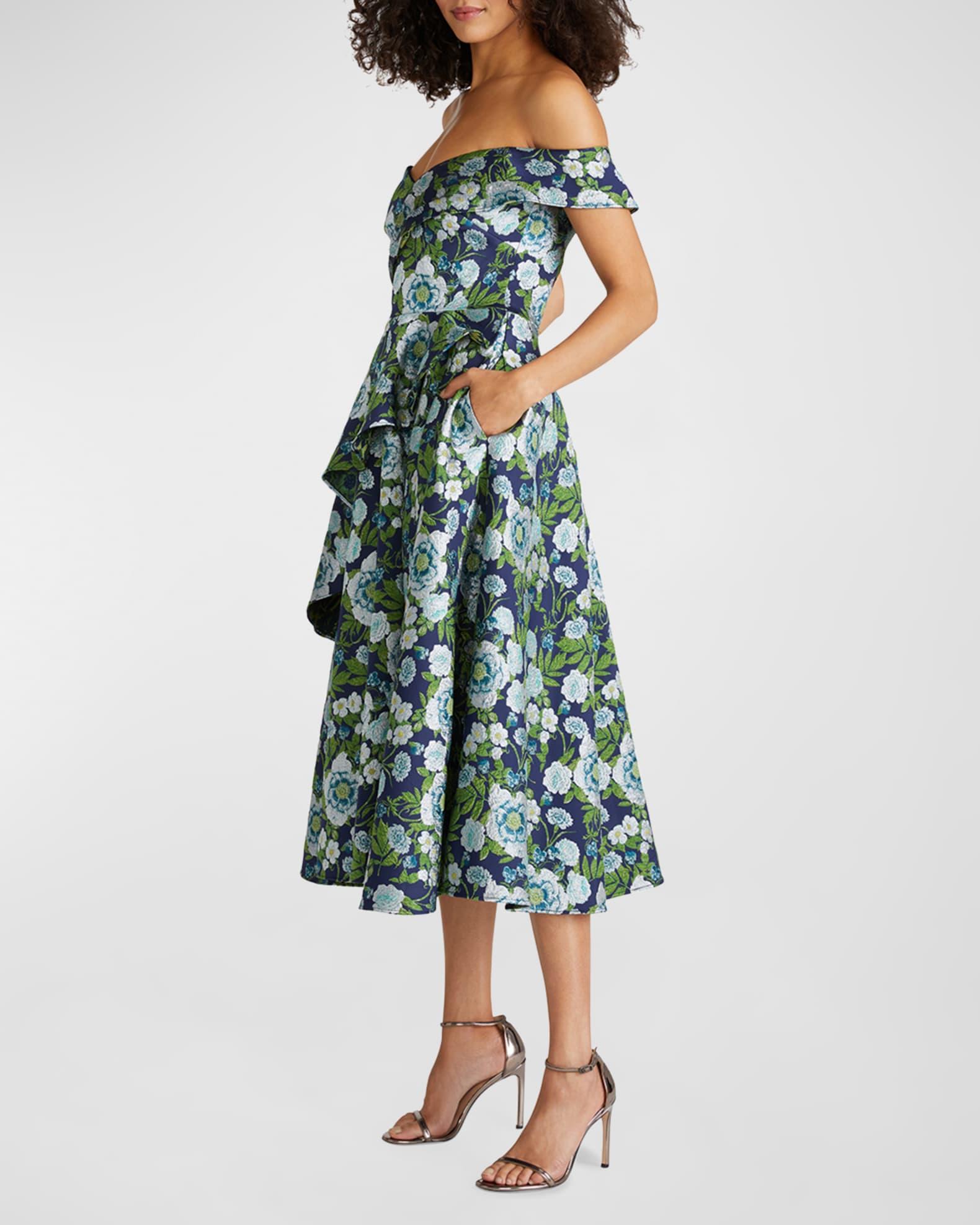 Tatum Floral Peplum A-Line Midi Dress  Product Image