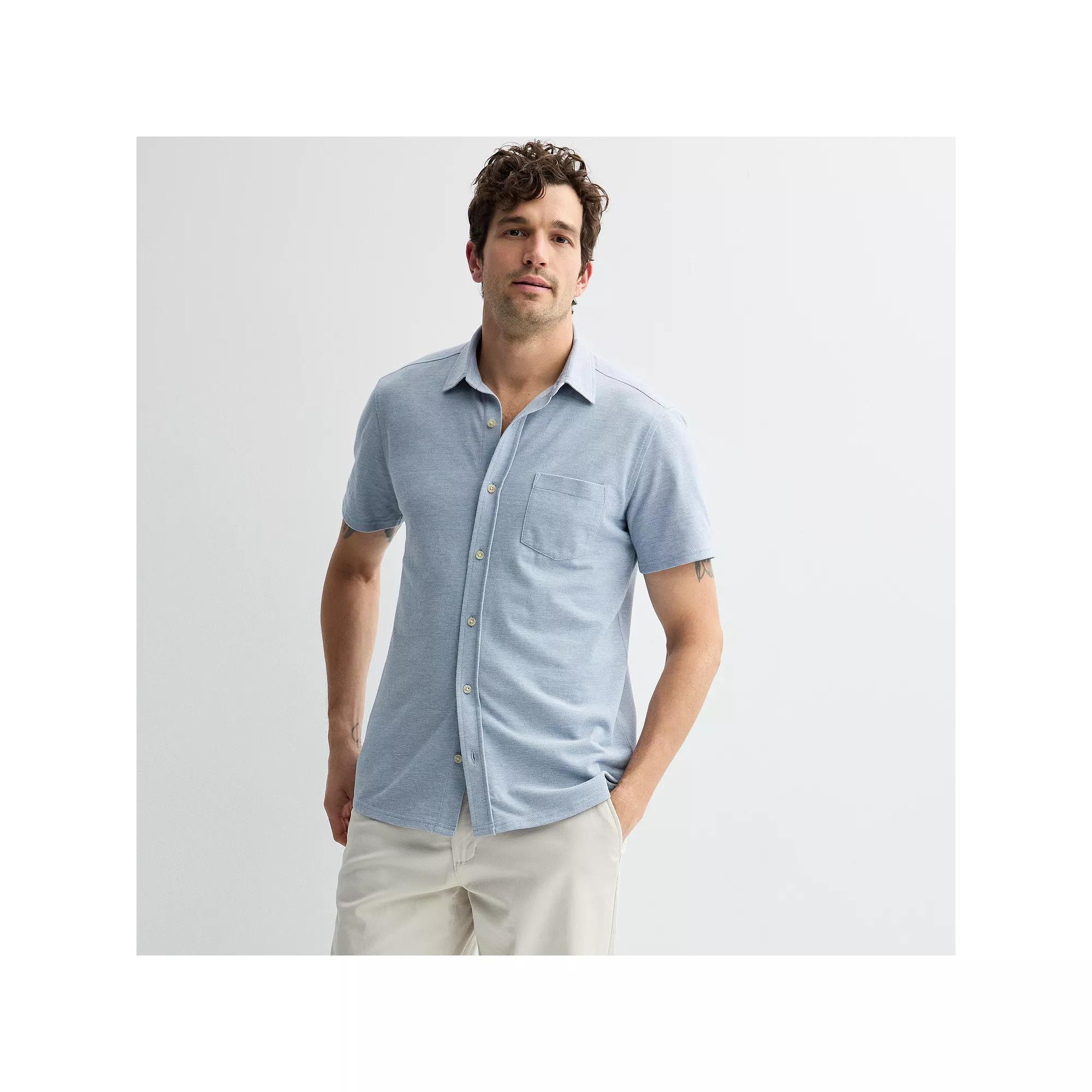 Men's Sonoma Goods For Life® Knit Short Sleeve Button Down Shirt,  Product Image