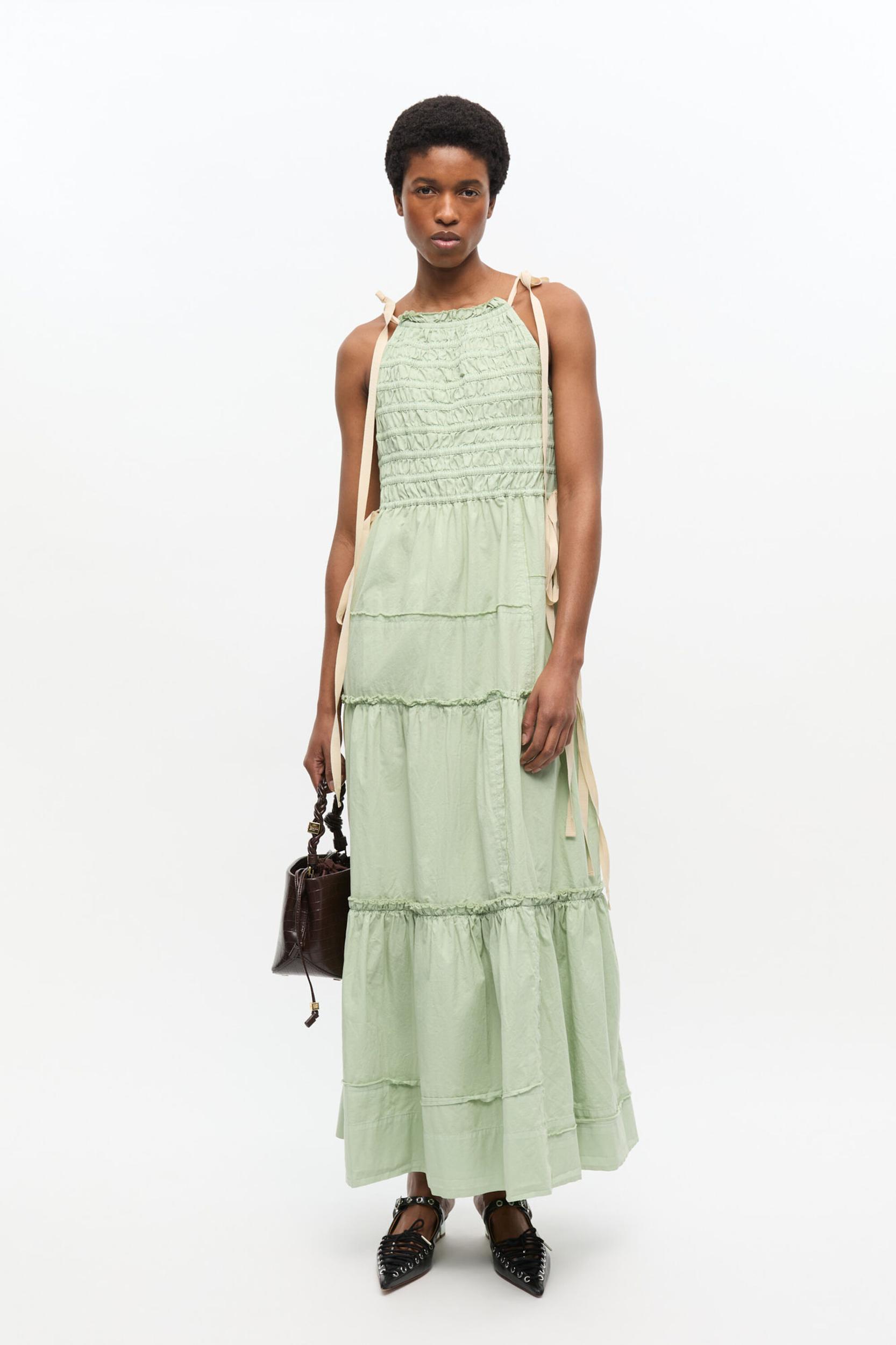 Light Green Smocked Tiered Dress Product Image