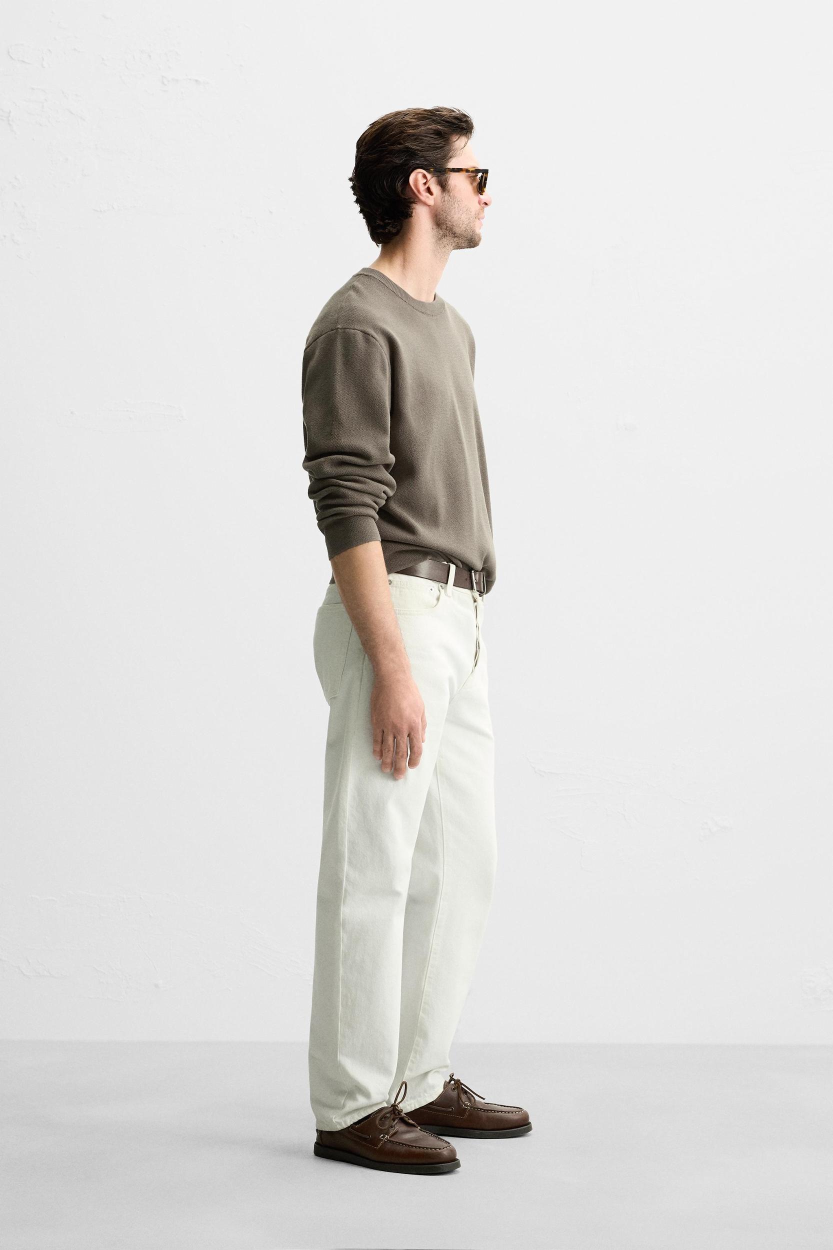 COTTON BLEND TEXTURED WEAVE SWEATER Product Image