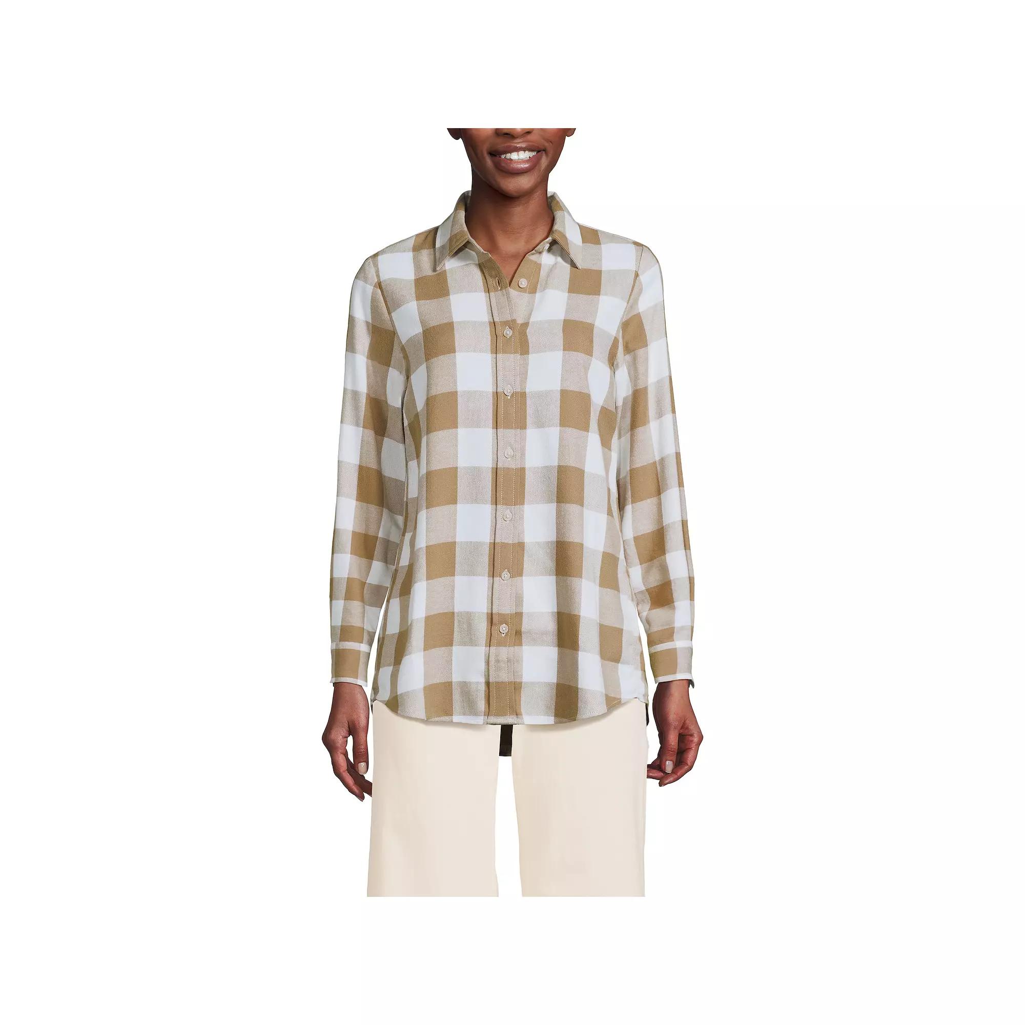 Women's Lands' End Flannel Boyfriend Shirt,  Product Image