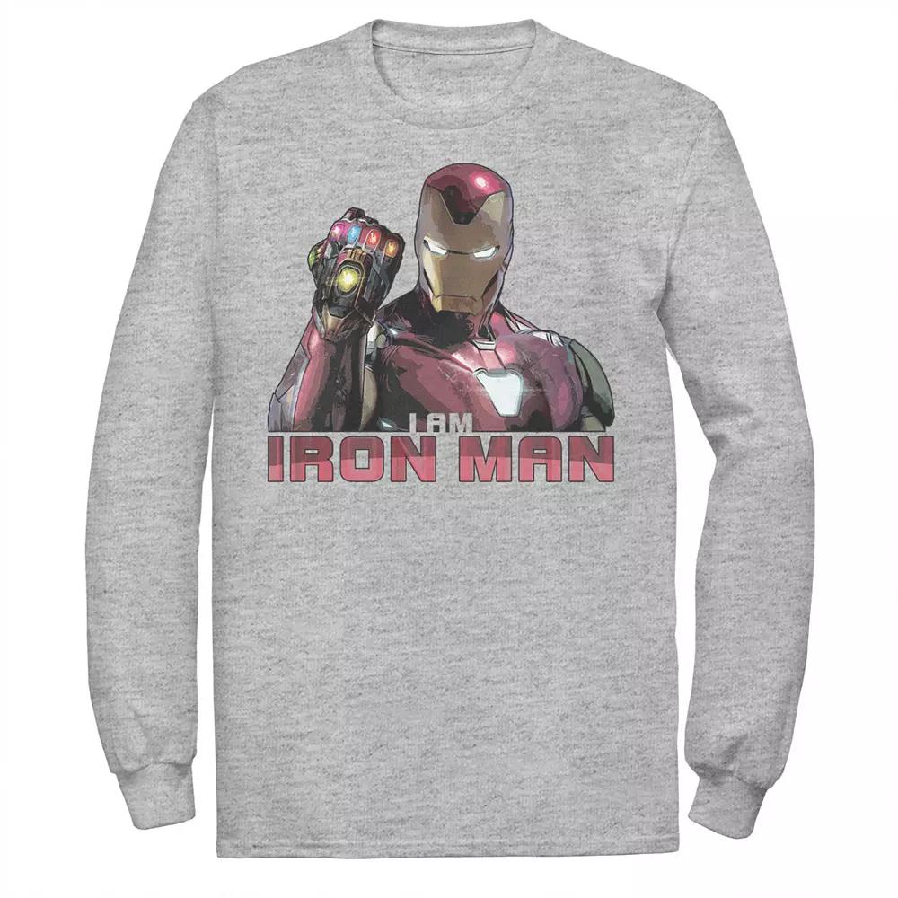 Men's Marvel Avengers Endgame I Am Iron Man Movie Quote Portrait Long Sleeve Graphic Tee,  Product Image