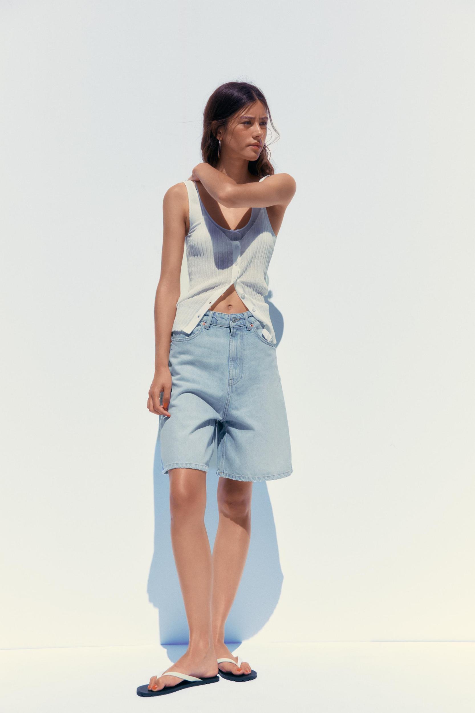 TRF A-LINE MID-RISE DENIM SHORTS Product Image