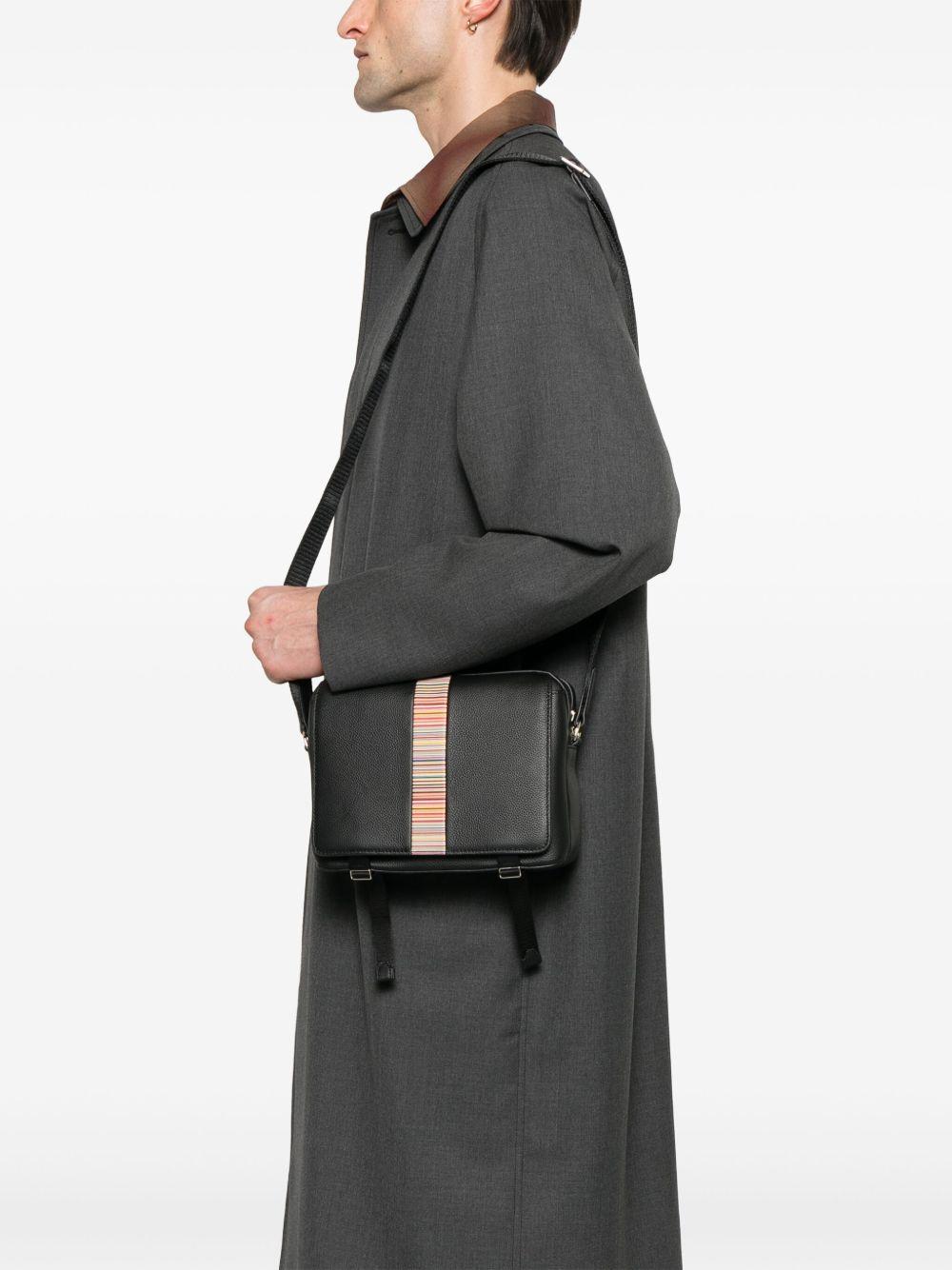 signature stripe-trim leather messenger bag Product Image