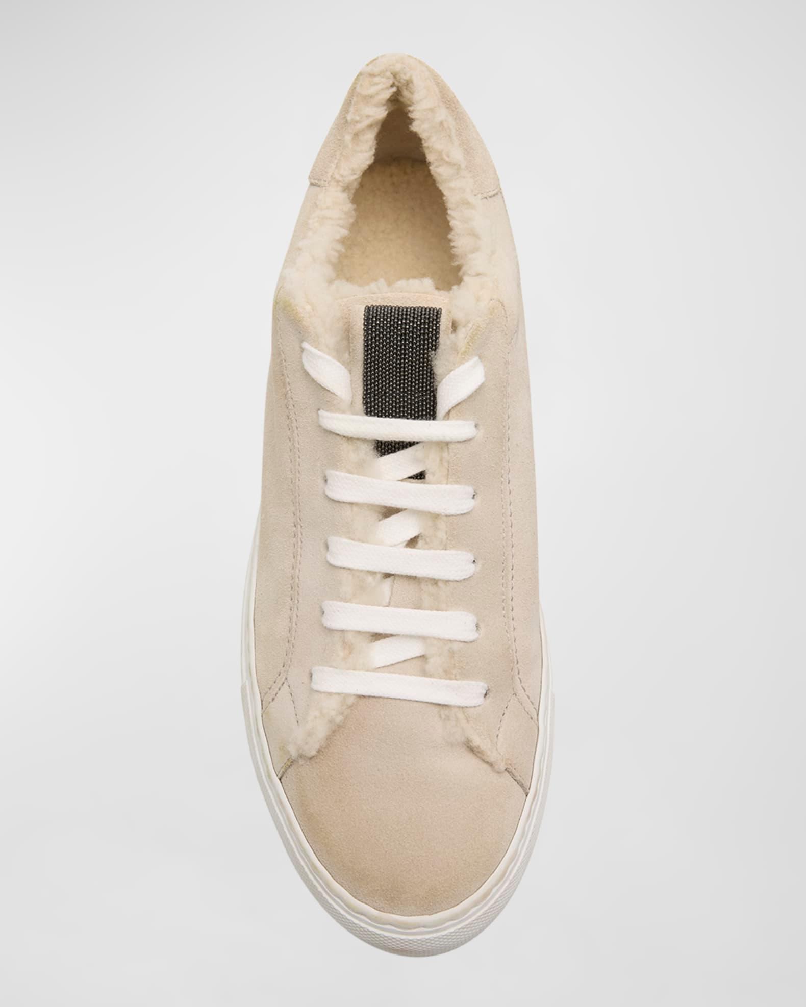 Lamb Shearling Fur-Lined Low-Top Sneakers Product Image