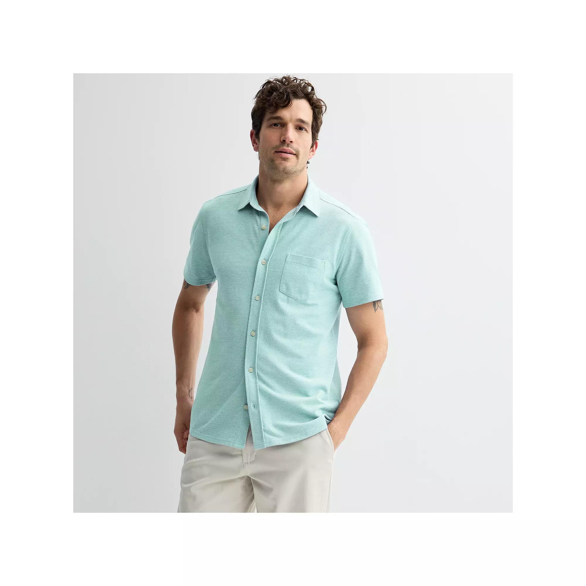 Men's Sonoma Goods For Life® Knit Short Sleeve Button Down Shirt,  Product Image