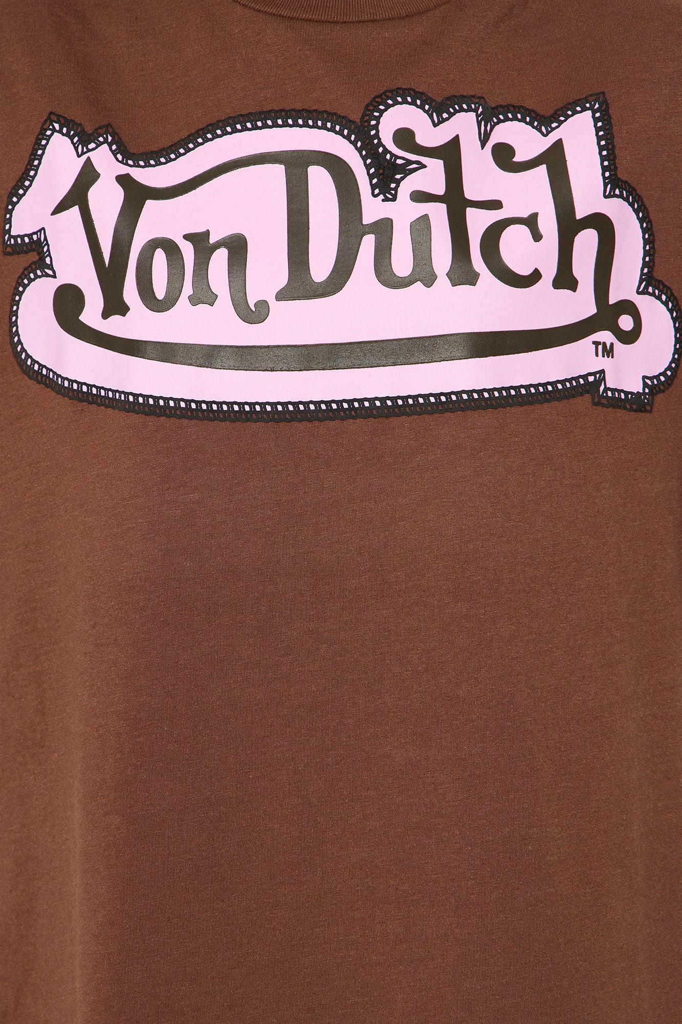 Von Dutch Embroidery Oversized Tee - Brown Product Image